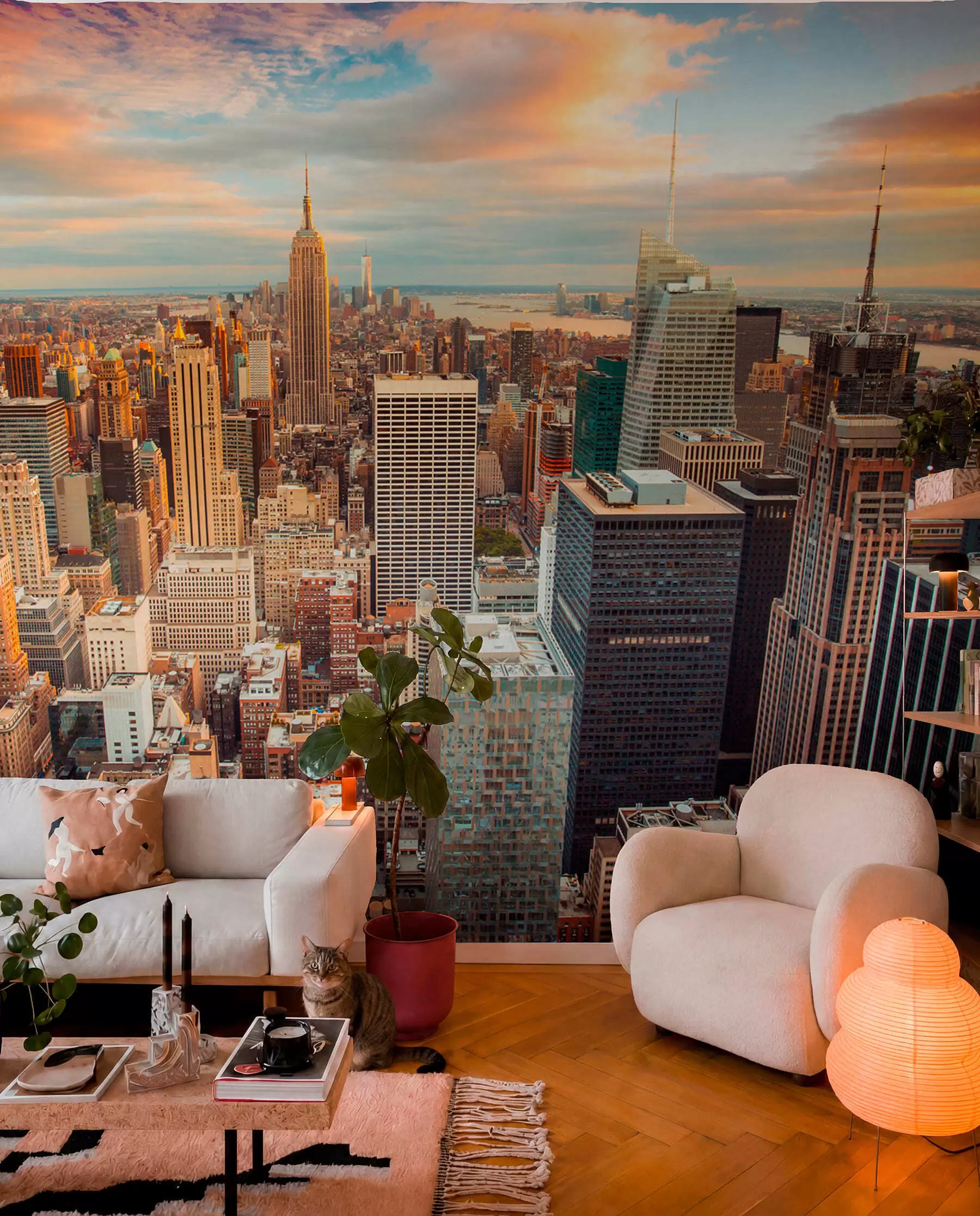 Fototapete Luftblick zum sonnenuntergang von New York u80529