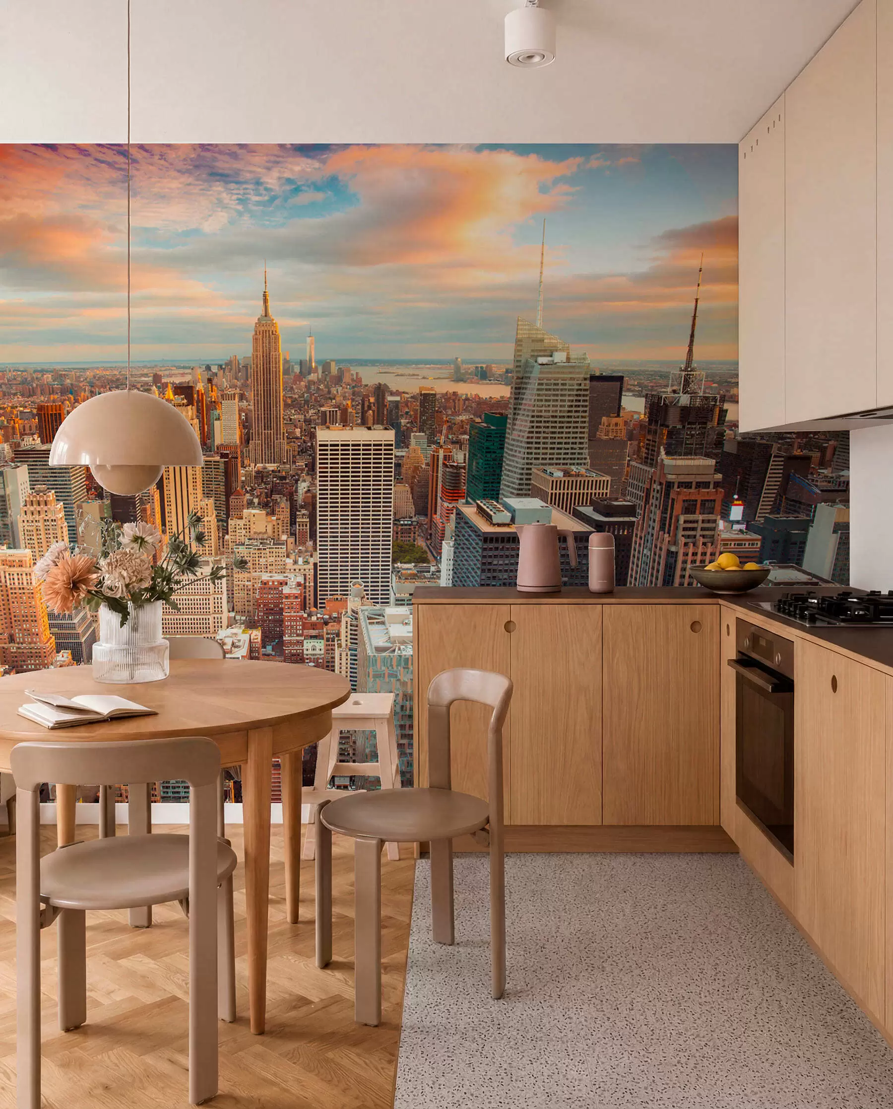 Fototapete Luftblick zum sonnenuntergang von New York u80529