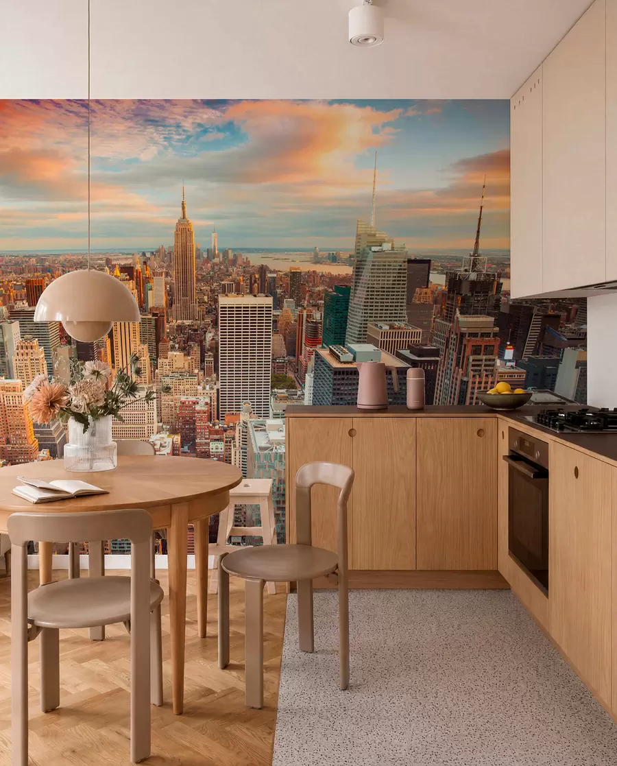 Fototapete Luftblick zum sonnenuntergang von New York u80529