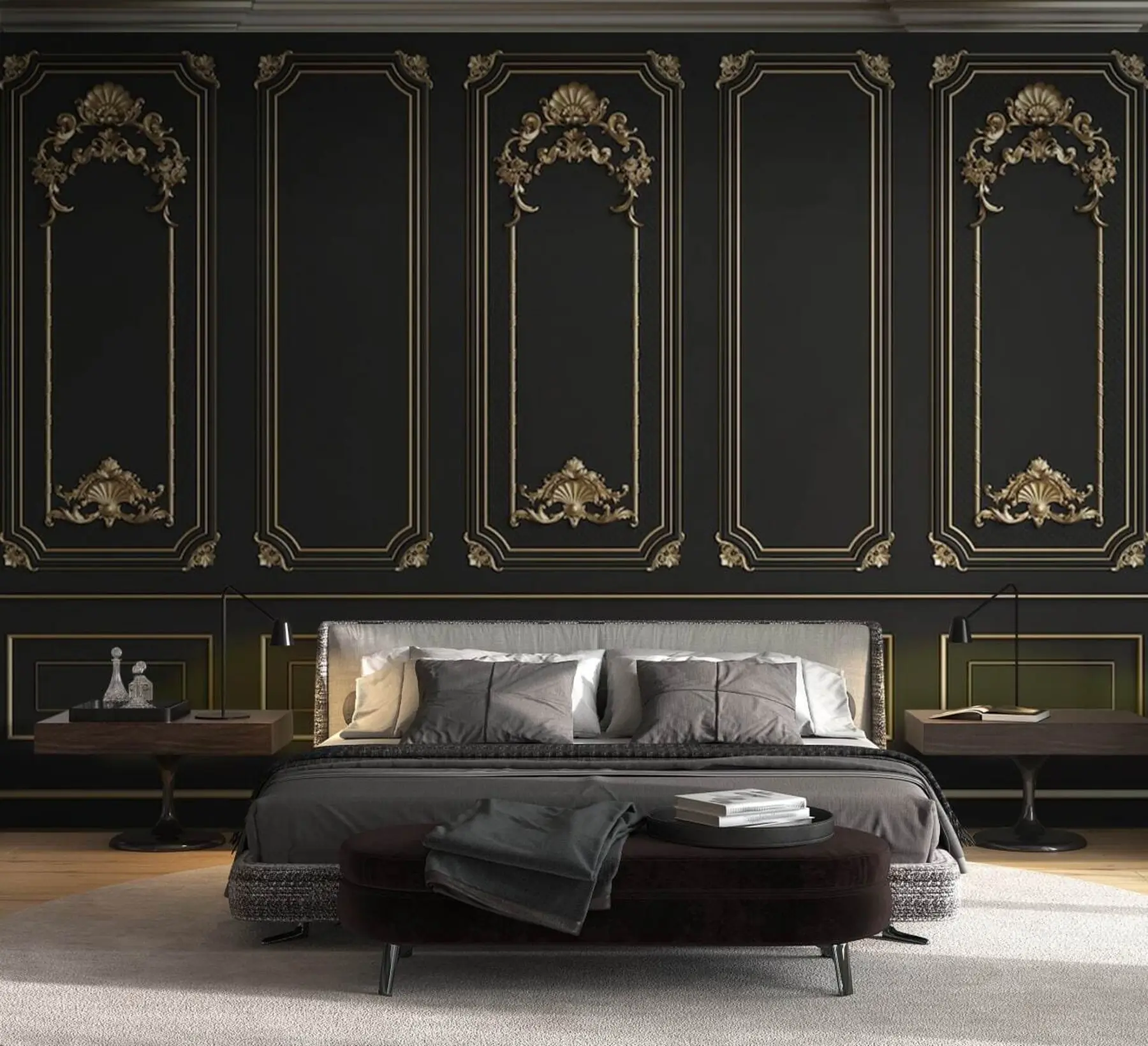 Fototapete Klassische französische Buzeri Wand in Schwarz u72623