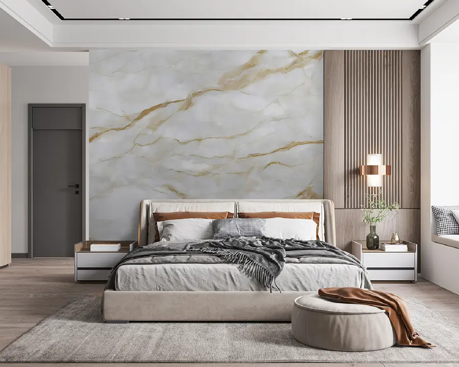 Fototapete Weißer Marmor mit beigen Linien u93433