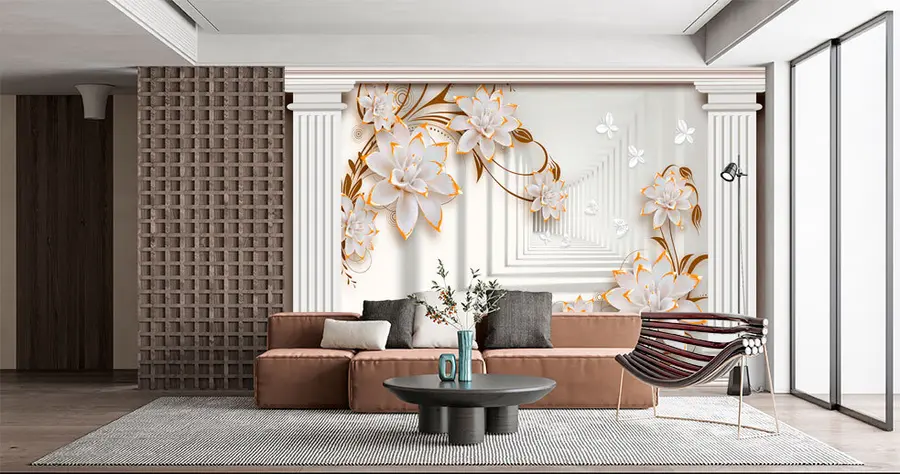 Fototapete Blumen und Säulen u93693