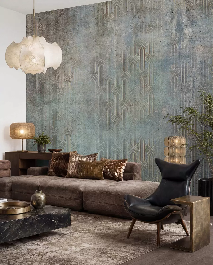 Fototapete Bogenmuster auf Grunge-Wand u73973