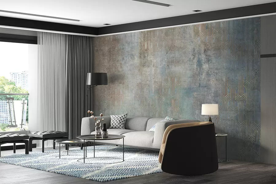 Fototapete Bogenmuster auf Grunge-Wand u73973