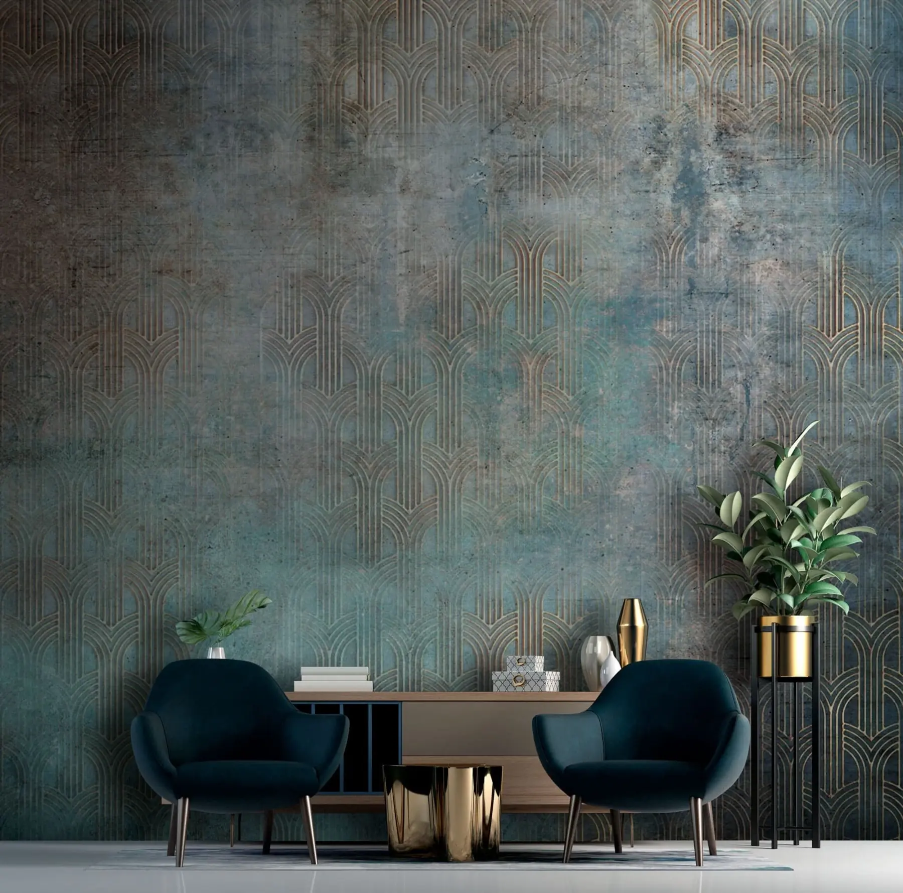 Fototapete Bogenmuster auf Grunge-Wand u73973