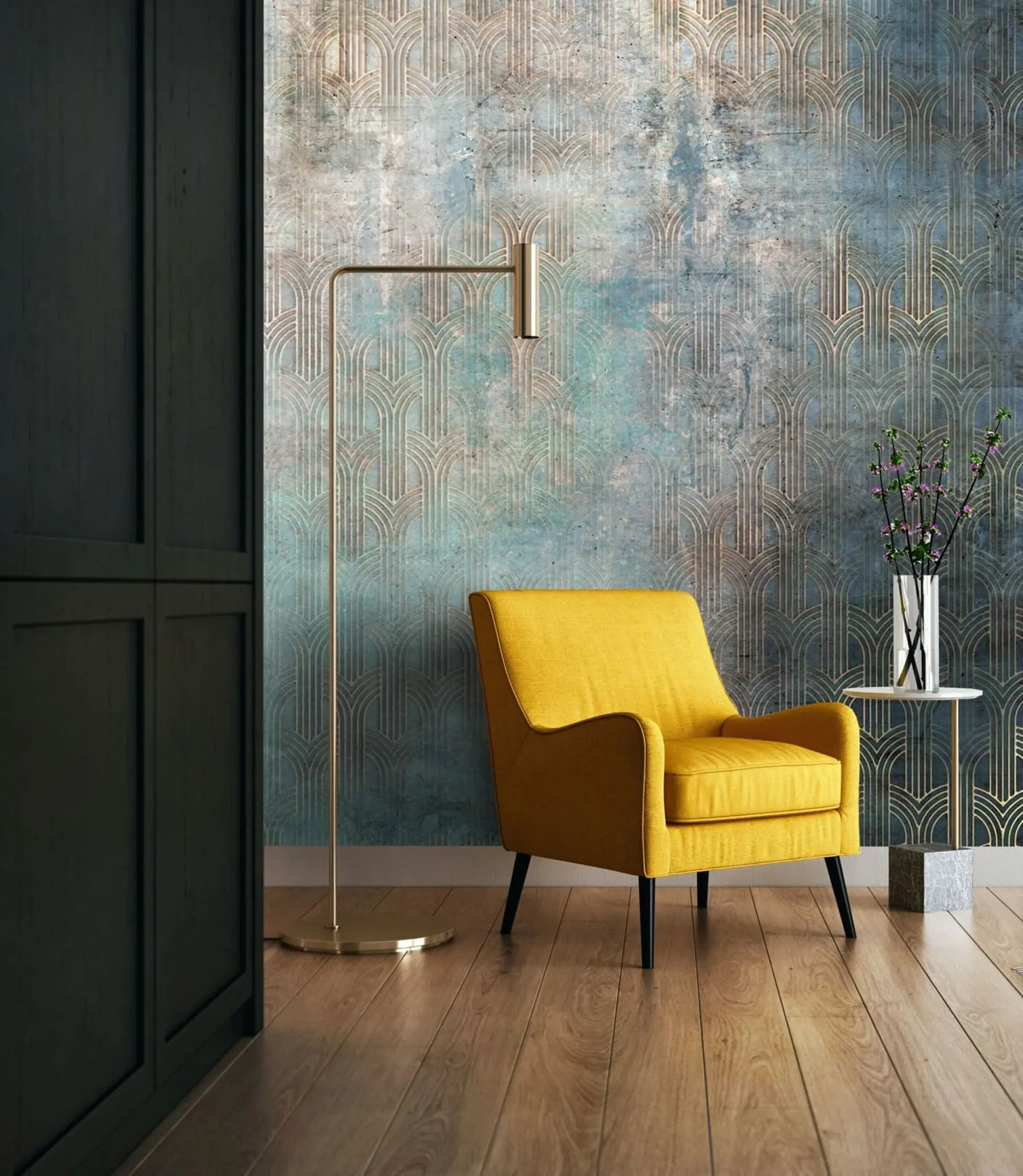 Fototapete Bogenmuster auf Grunge-Wand u73973