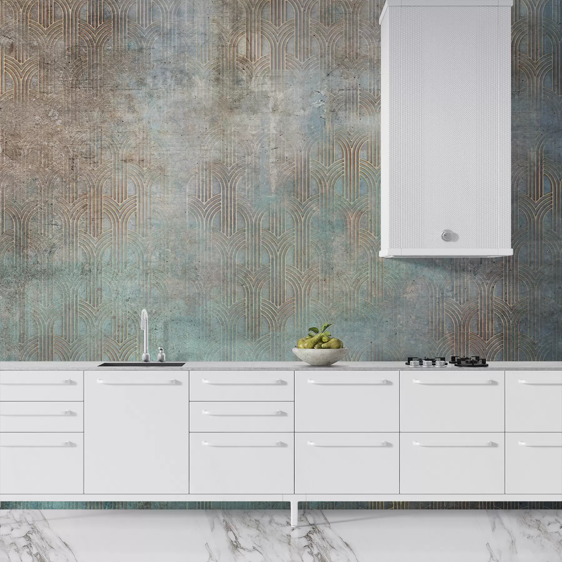 Fototapete Bogenmuster auf Grunge-Wand u73973