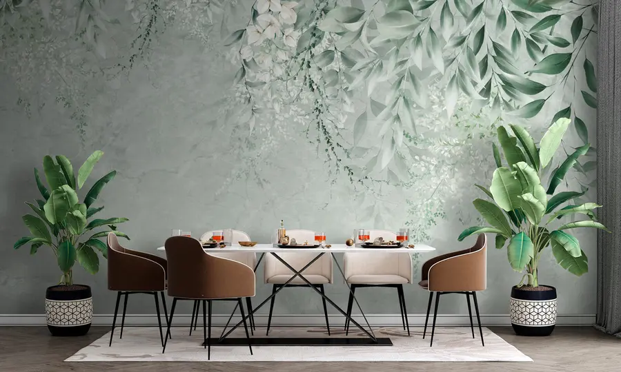 Fototapete Botanische Blumen auf Marmor u73982