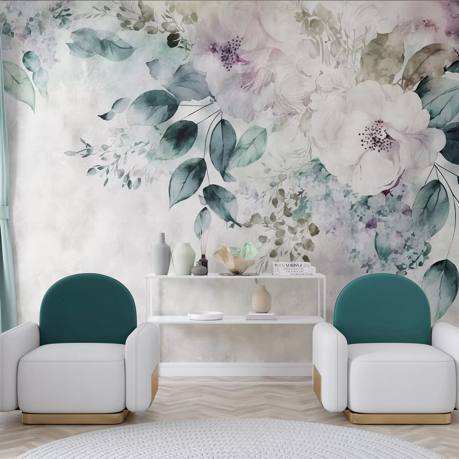 Fototapete Delikate Aquarellblüten u93940