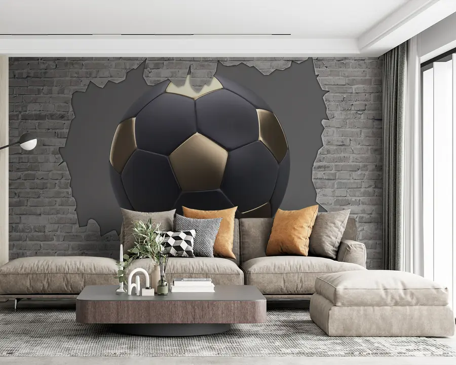 Fototapete Fußballball vor dem Hintergrund einer Mauermauer u94058