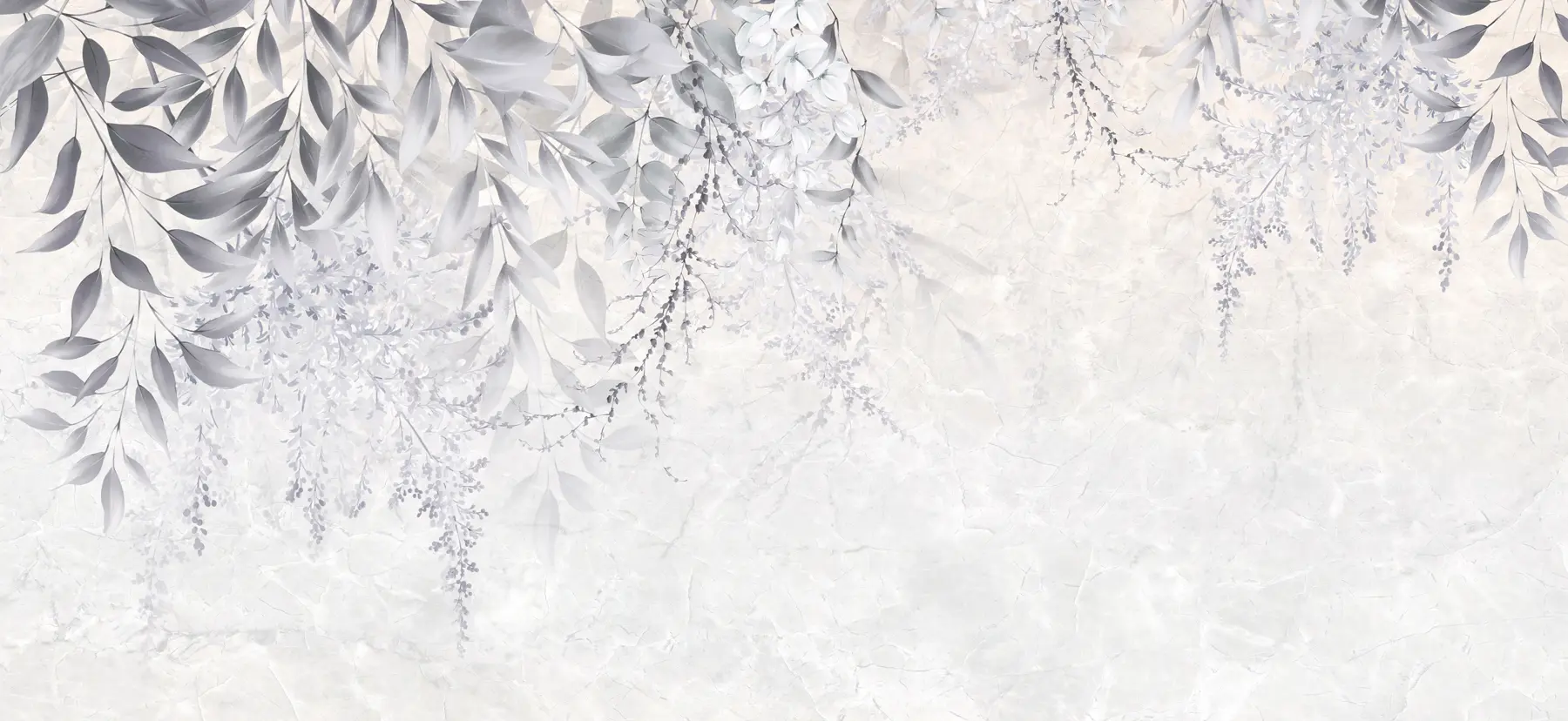 Fototapete Graue Blätter mit Blumen u94228