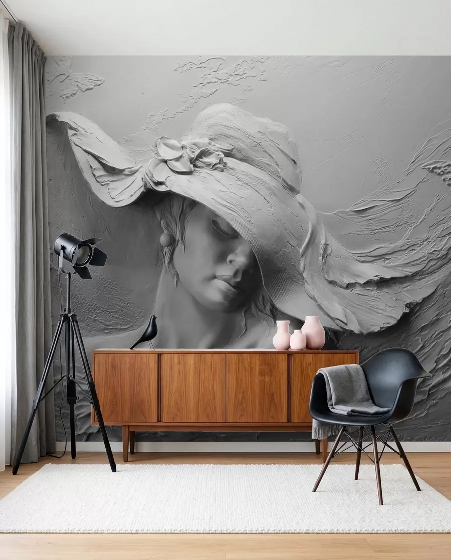 Fototapete Frau mit Hut 3D u62592