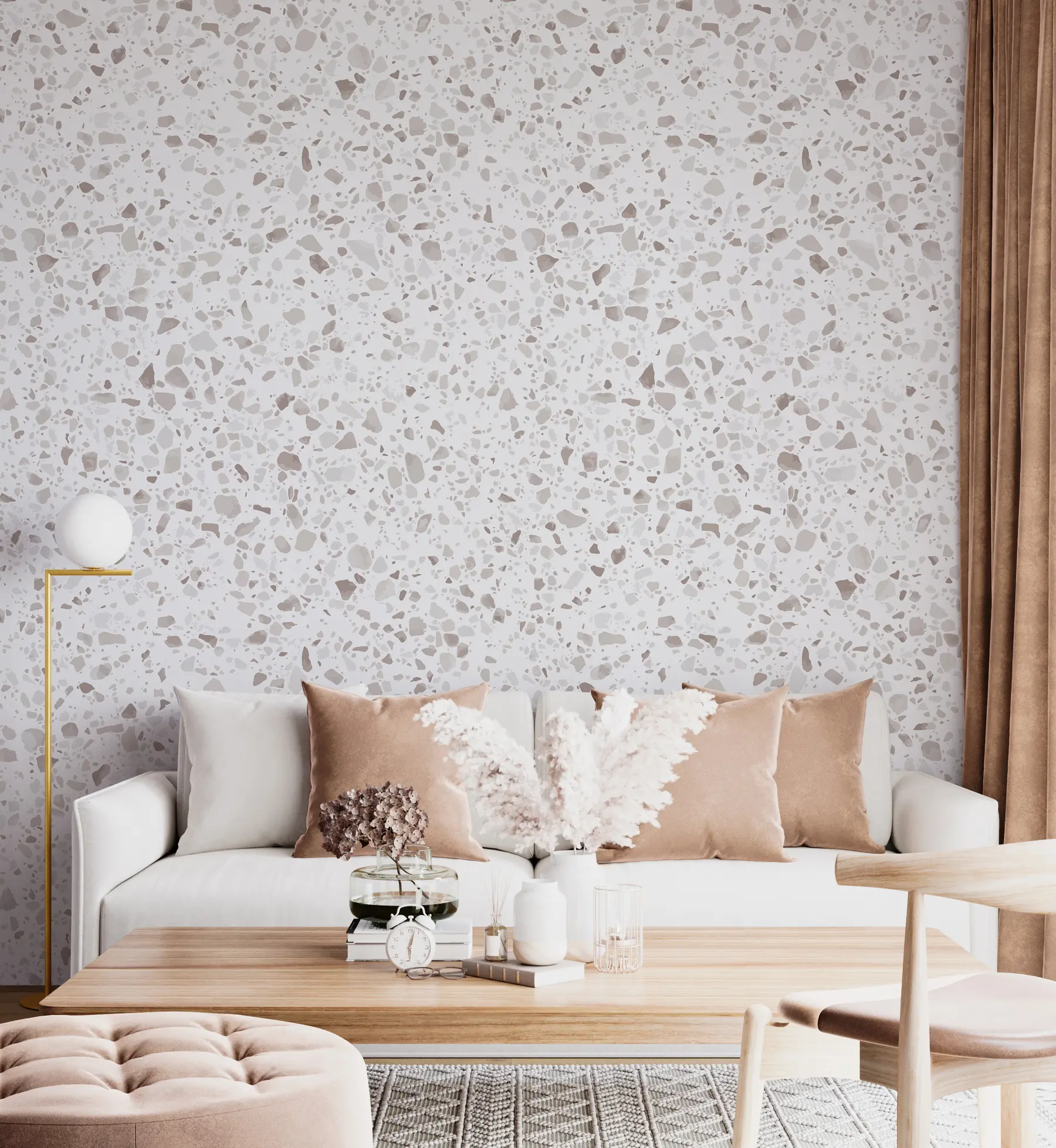 Fototapete Terrazzofliesen, Mosaik mit Natursteinen, Granit, Marmor, Quarz, Beton u94304