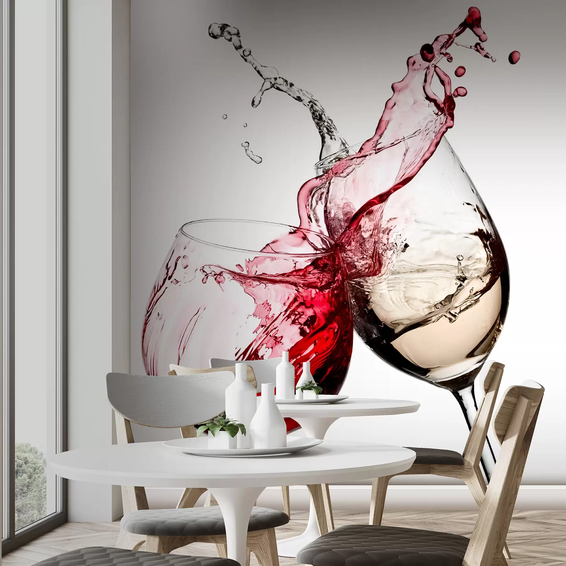 Fototapete Weiß- und Rotwein in Gläsern u75563