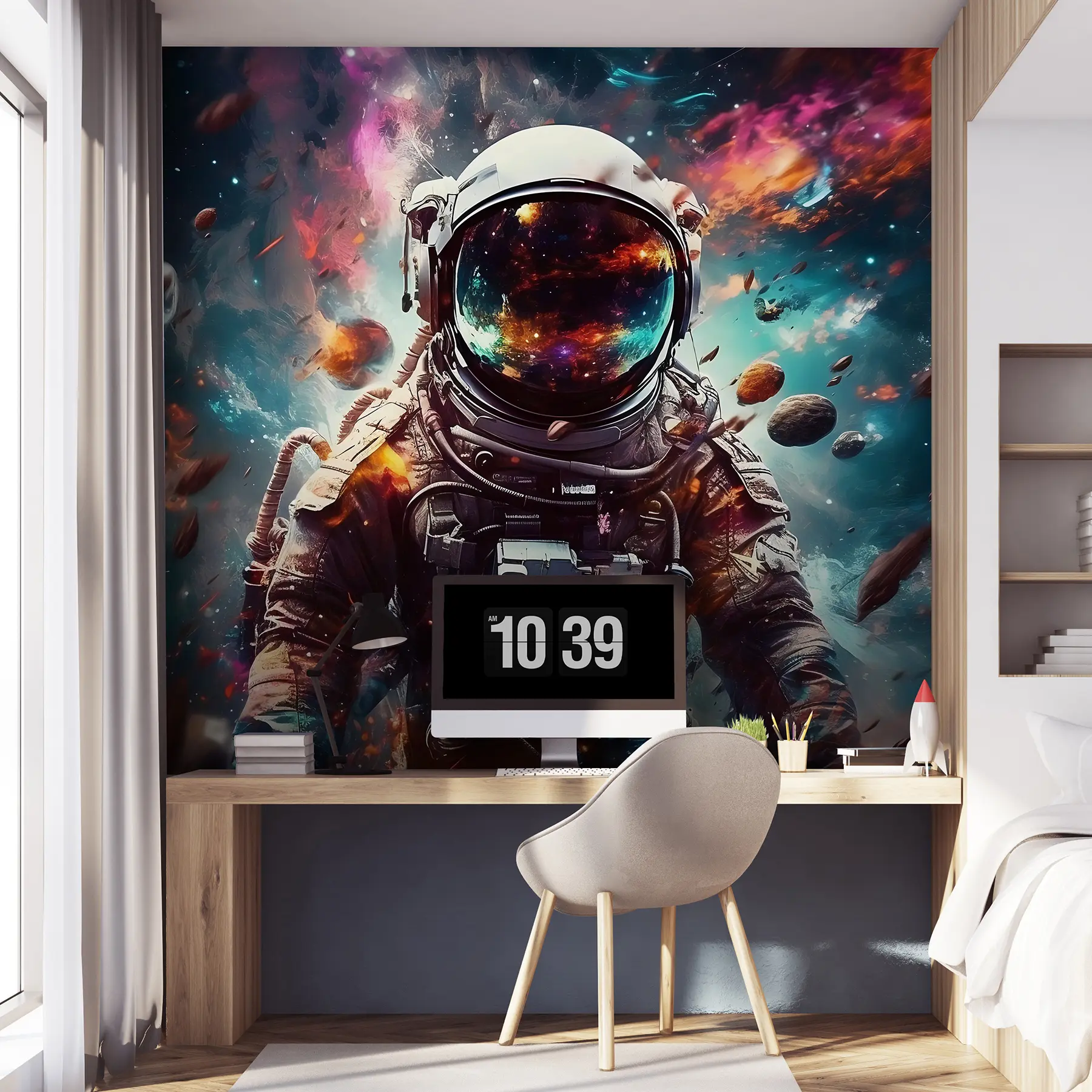 Fototapete Kosmonaut auf dem Hintergrund des Universums u95147