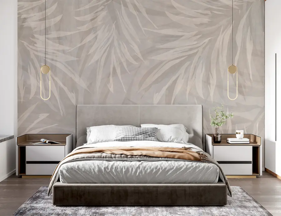 Fototapete Blätter auf pastellfarbenem Hintergrund u95013