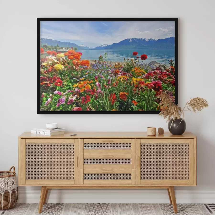 Fototapete Wasser, Himmel und Blume f00006