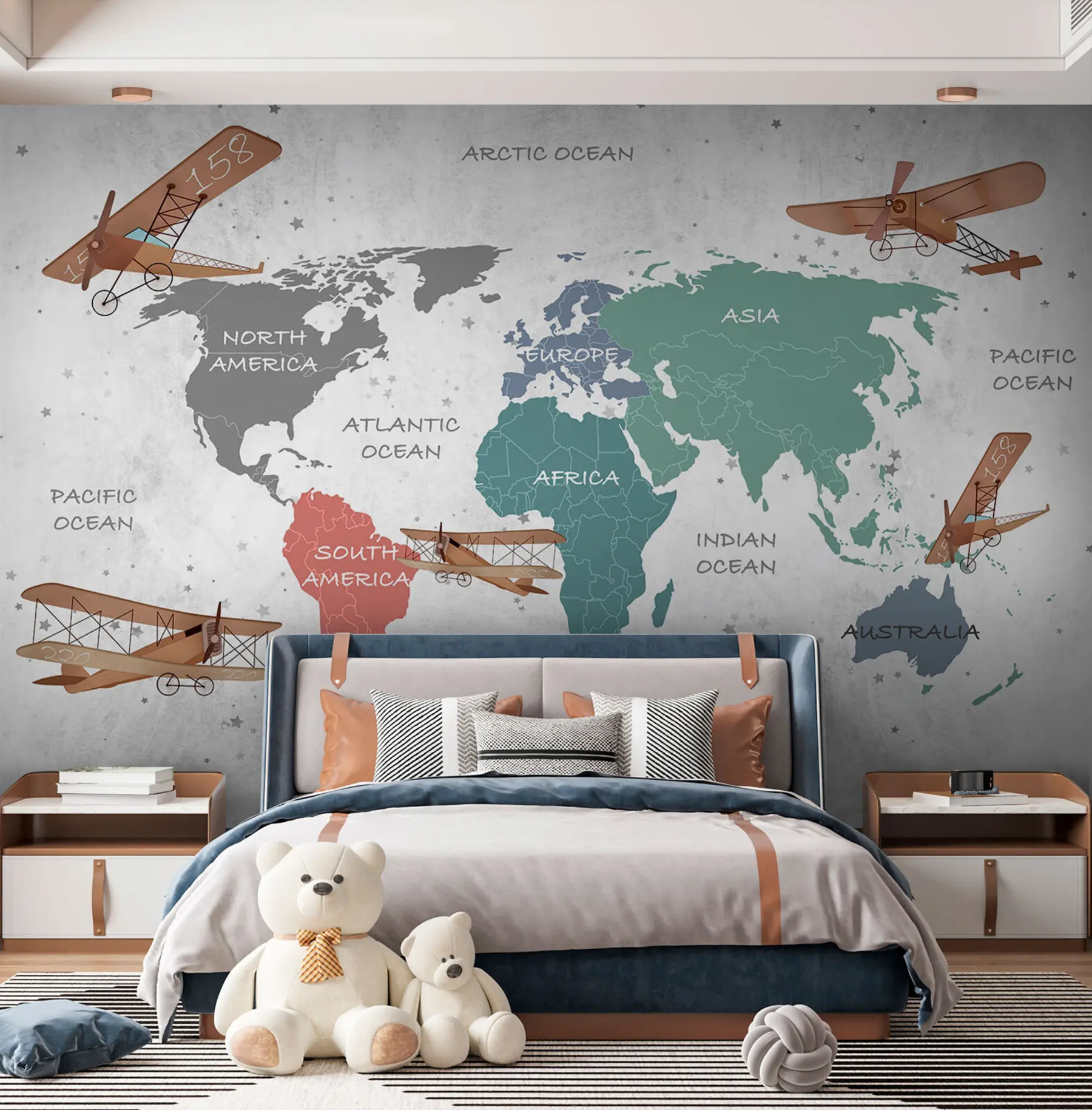 Fototapete Farbige Weltkarte für ein Kinderzimmer u95498