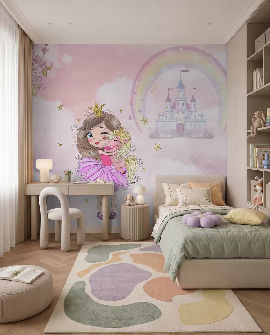 Fototapete Prinzessin und ihr Einhorn u95401