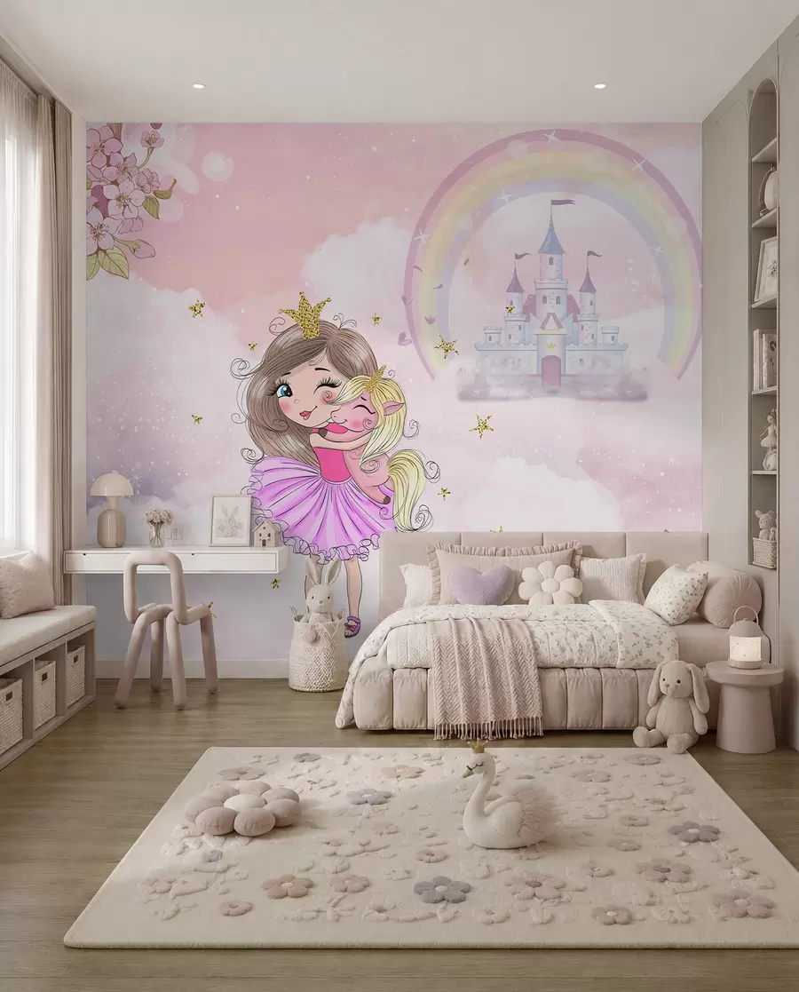Fototapete Prinzessin und ihr Einhorn u95401