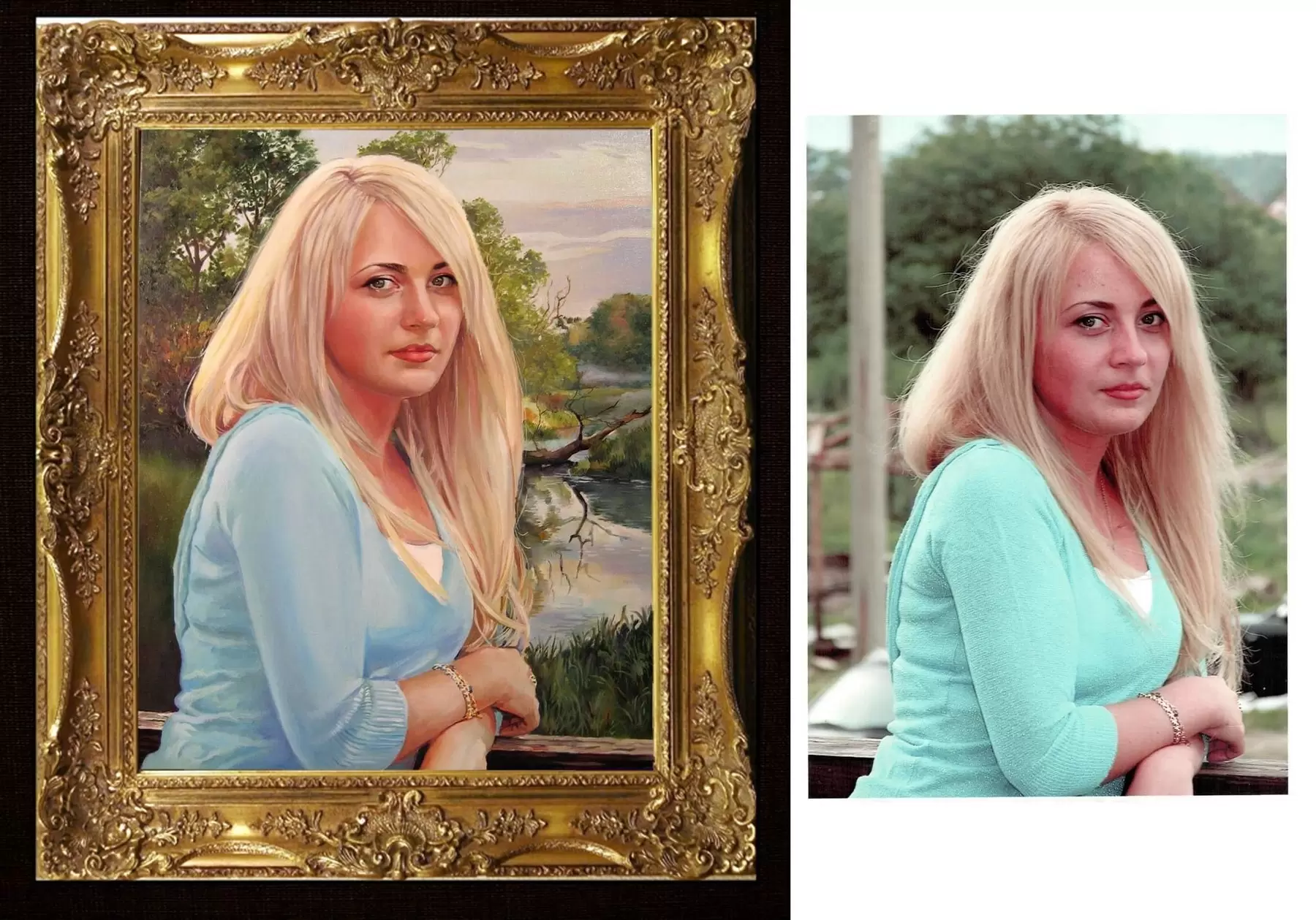 Fototapete Hochzeitsgeschenkporträt in Aquarellen s34636
