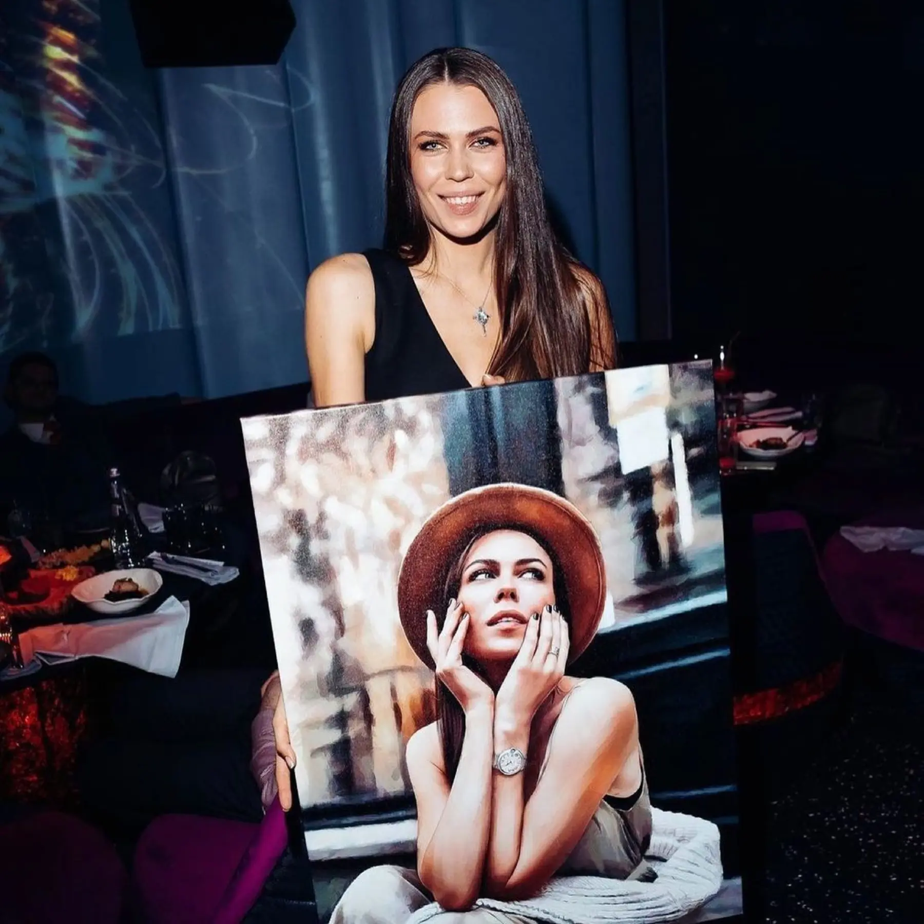 Fototapete Hochzeitsgeschenkporträt in Aquarellen s34676