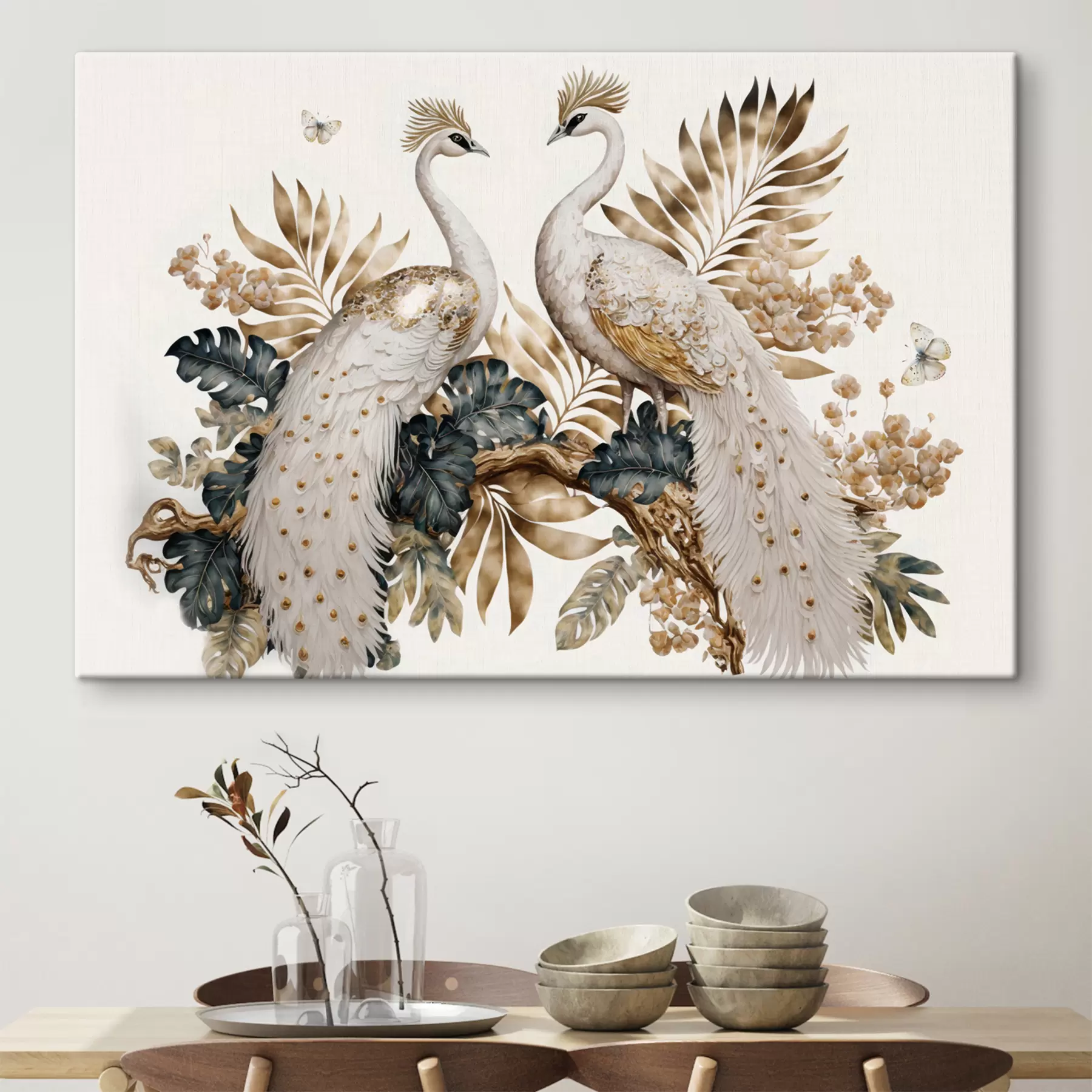 Fototapete zwei weiße Pfauen s33942