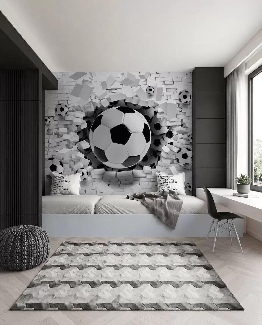 Fototapete Fußball durchbricht die Wand u96315