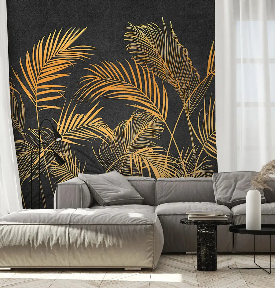 Fototapete Palmenblätter mit Betonwand u96317