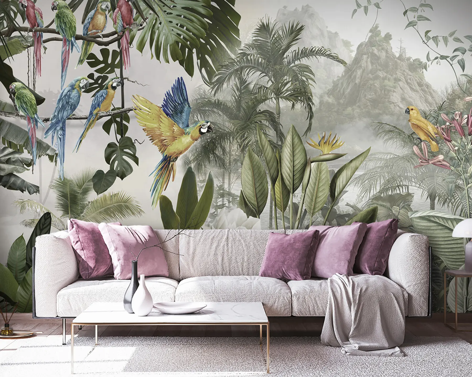 Fototapete Papageien im Regenwald u95693