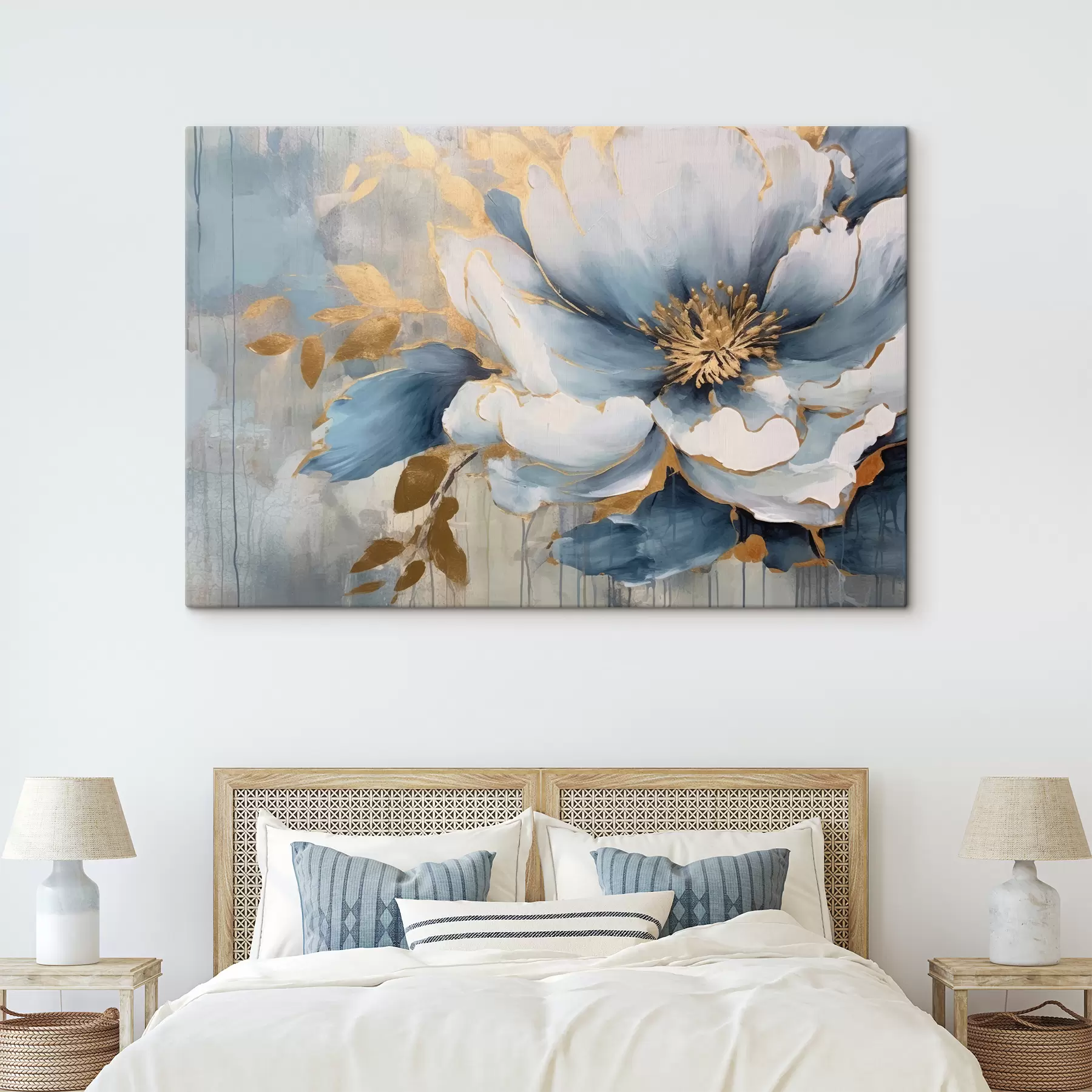 Fototapete Große blaue Aquarellblume s35382