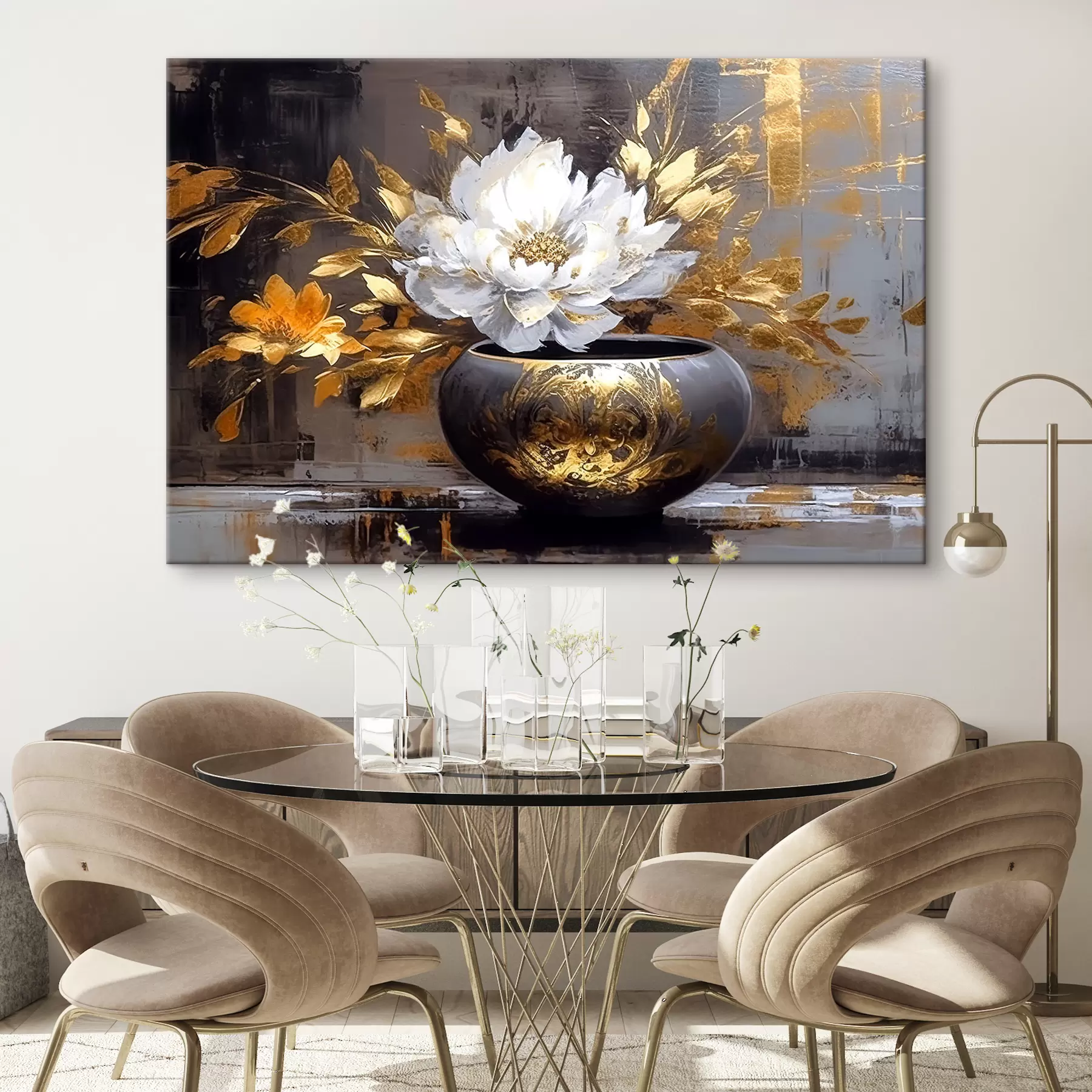 Fototapete Weiße Blume in einer Vase s35388