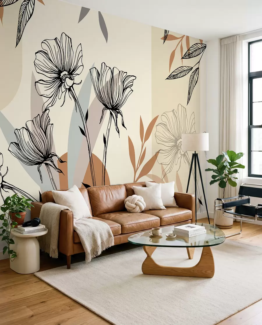 Fototapete Beliebte Tapeten im Boho-Stil mit Blumen u97028
