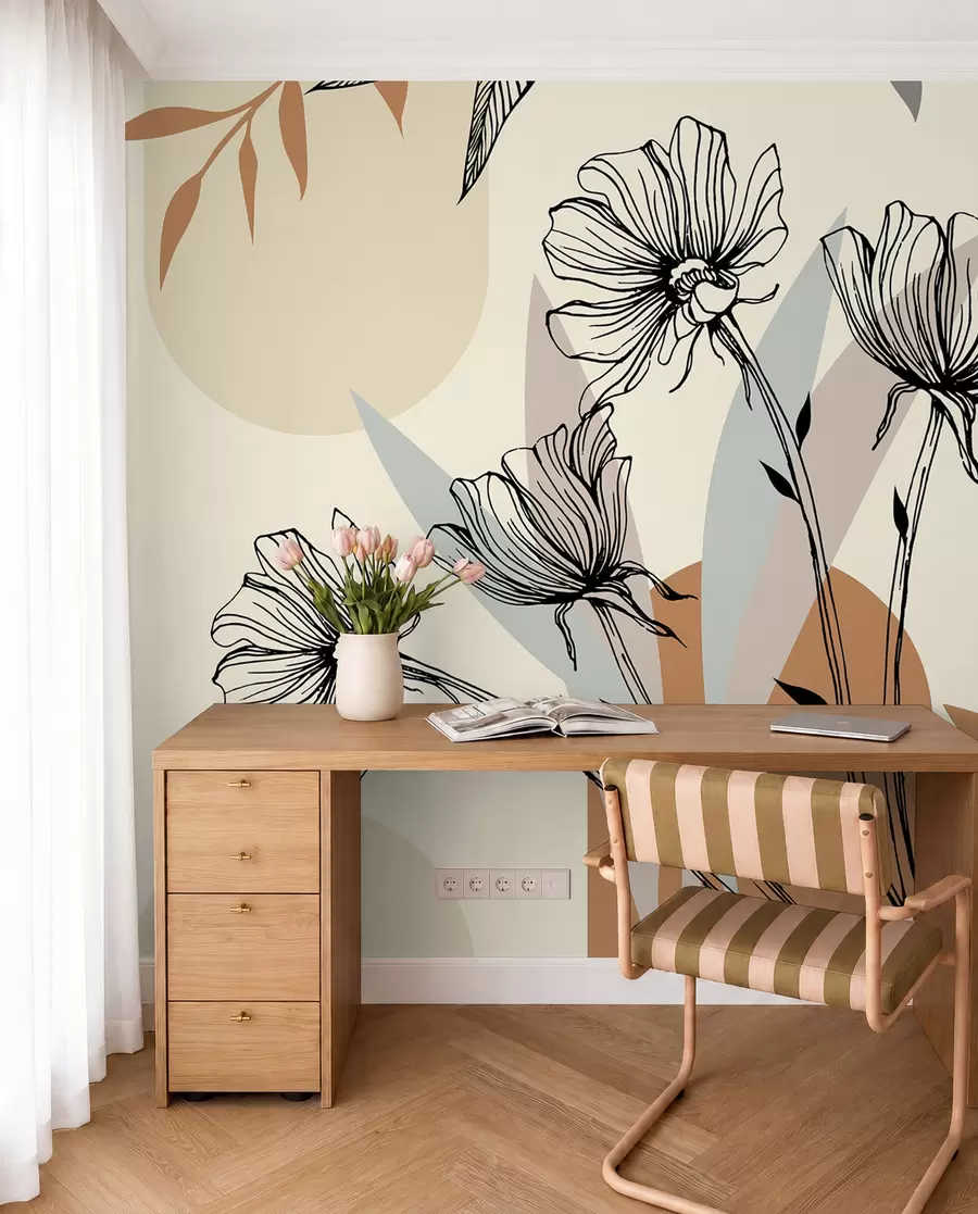Fototapete Beliebte Tapeten im Boho-Stil mit Blumen u97028