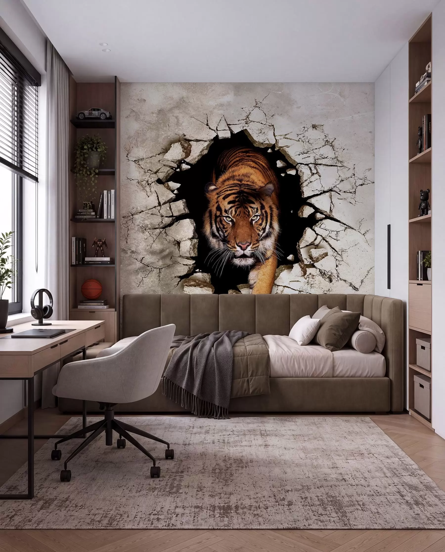 Fototapete Tiger durchbricht die Wand u97031