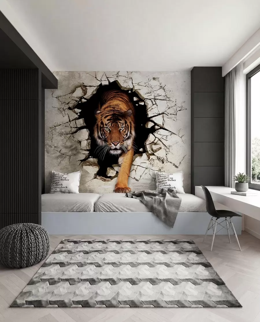Fototapete Tiger durchbricht die Wand u97031