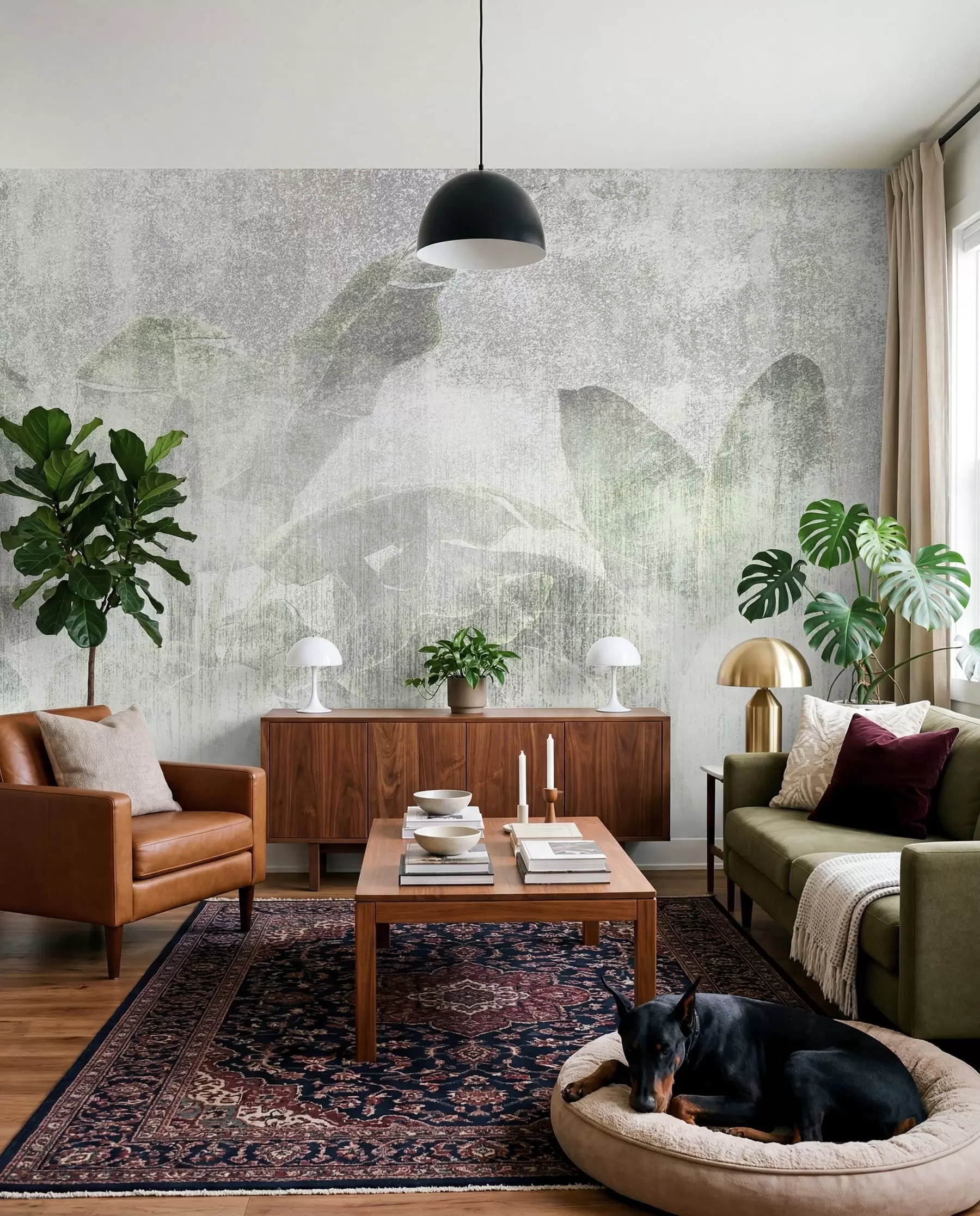 Fototapete Loft-Stil mit tropischen Palmen u97030