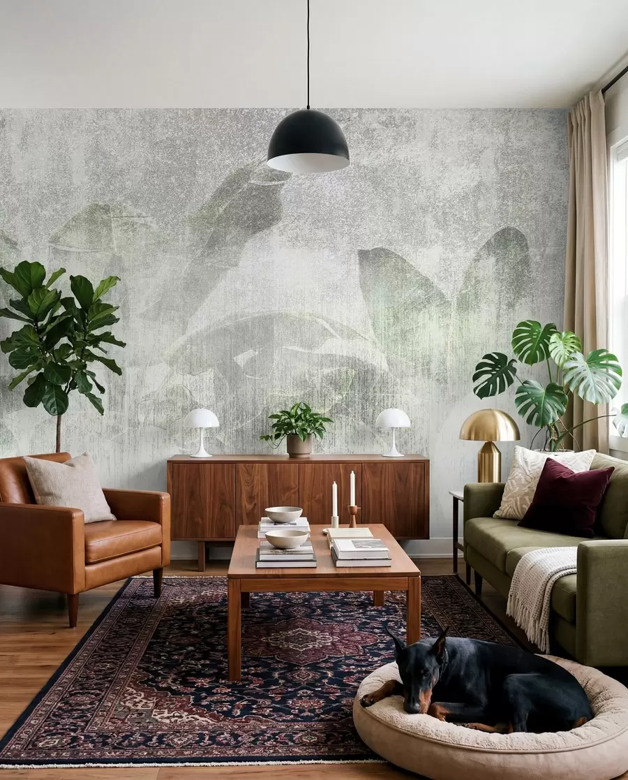 Fototapete Loft-Stil mit tropischen Palmen u97030