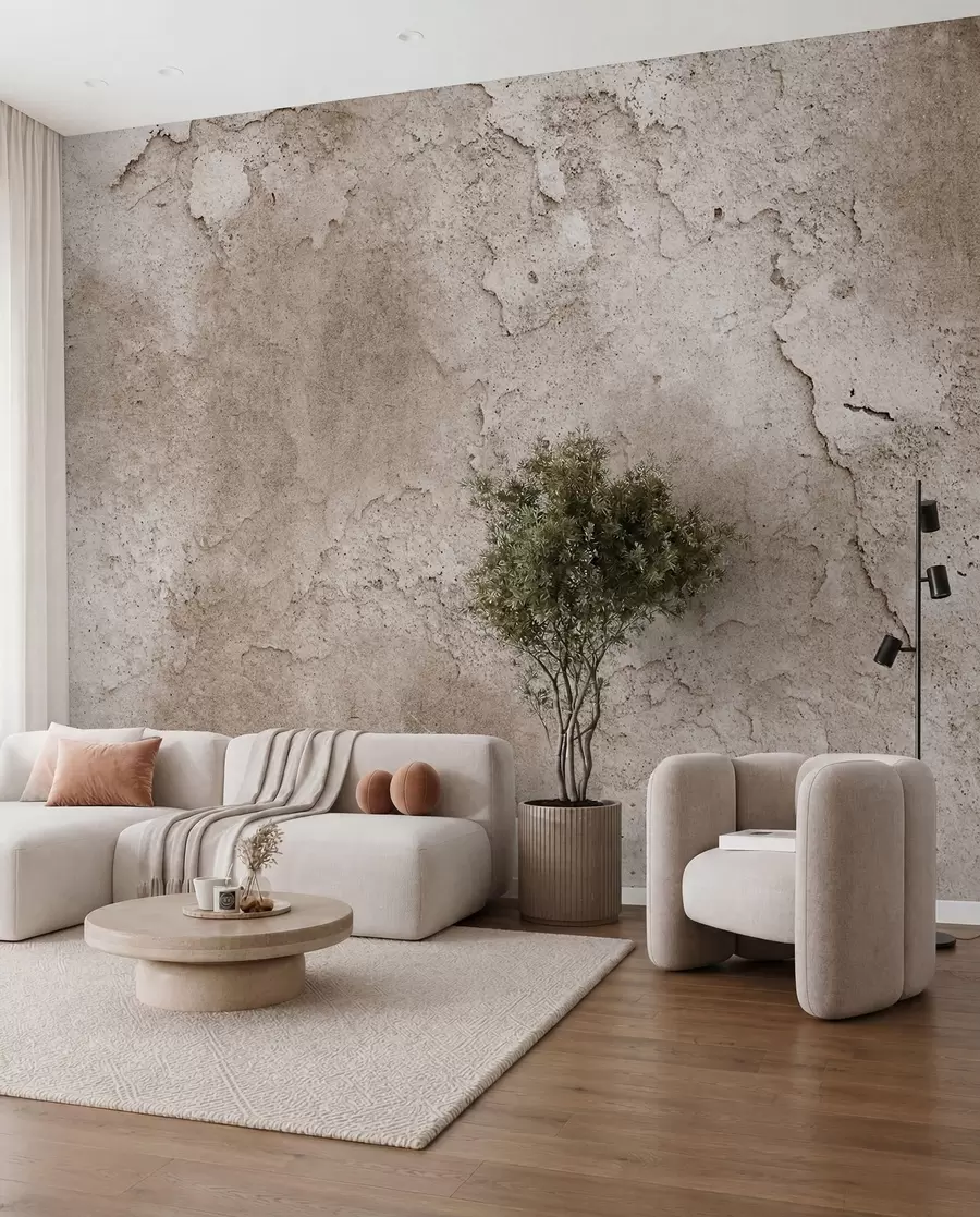 Fototapete Braune Betonwand mit rauen Kanten u97237