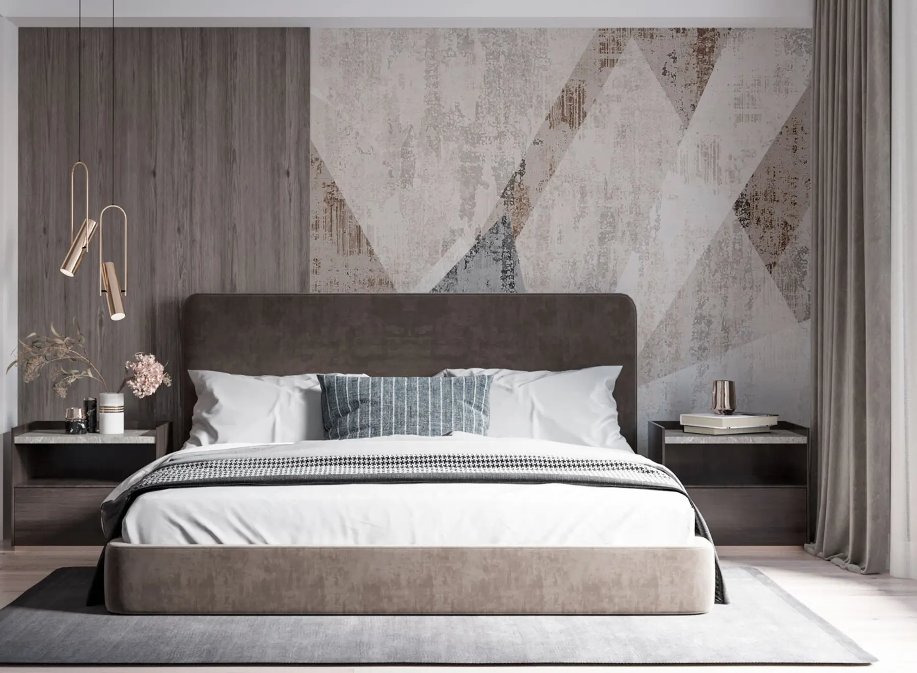 Fototapete Moderne geometrische Formen von Dreiecken im Grunge-Loft-Stil u97203