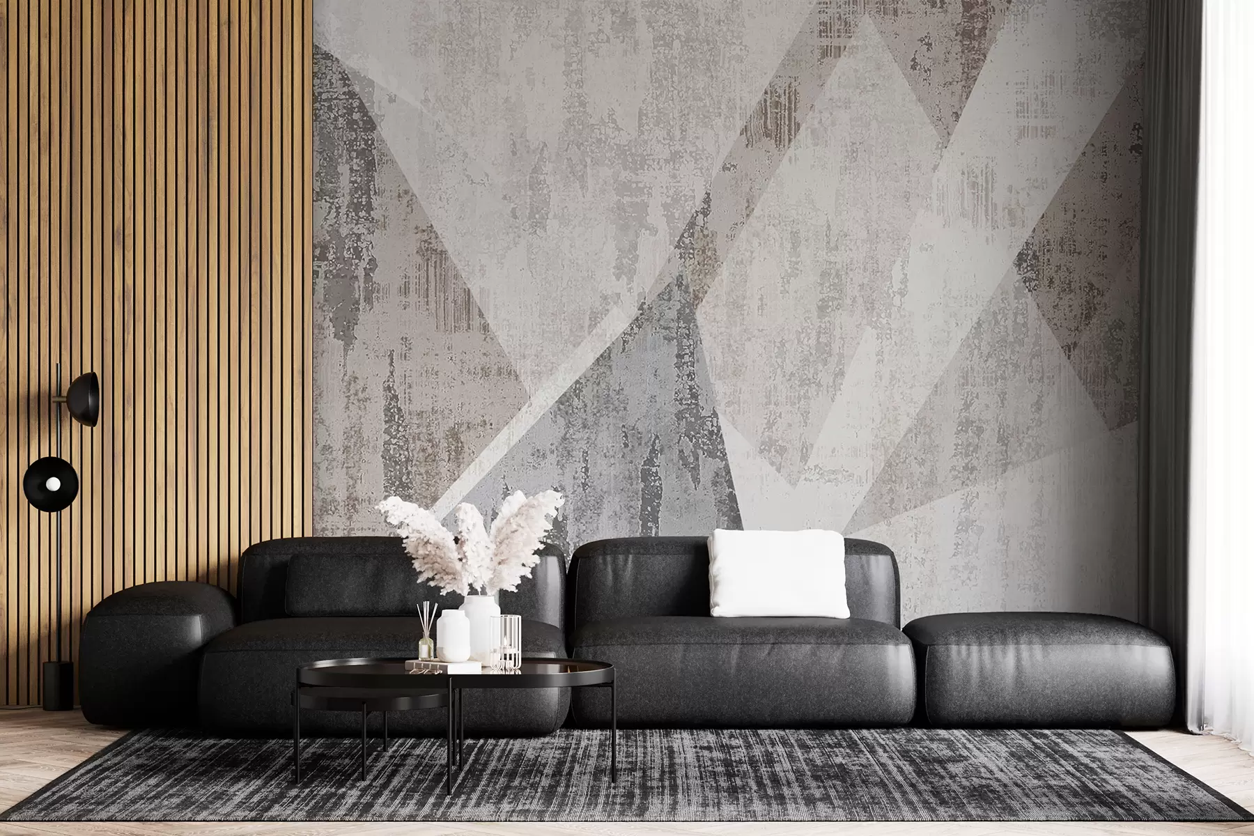 Fototapete Moderne geometrische Formen von Dreiecken im Grunge-Loft-Stil u97203