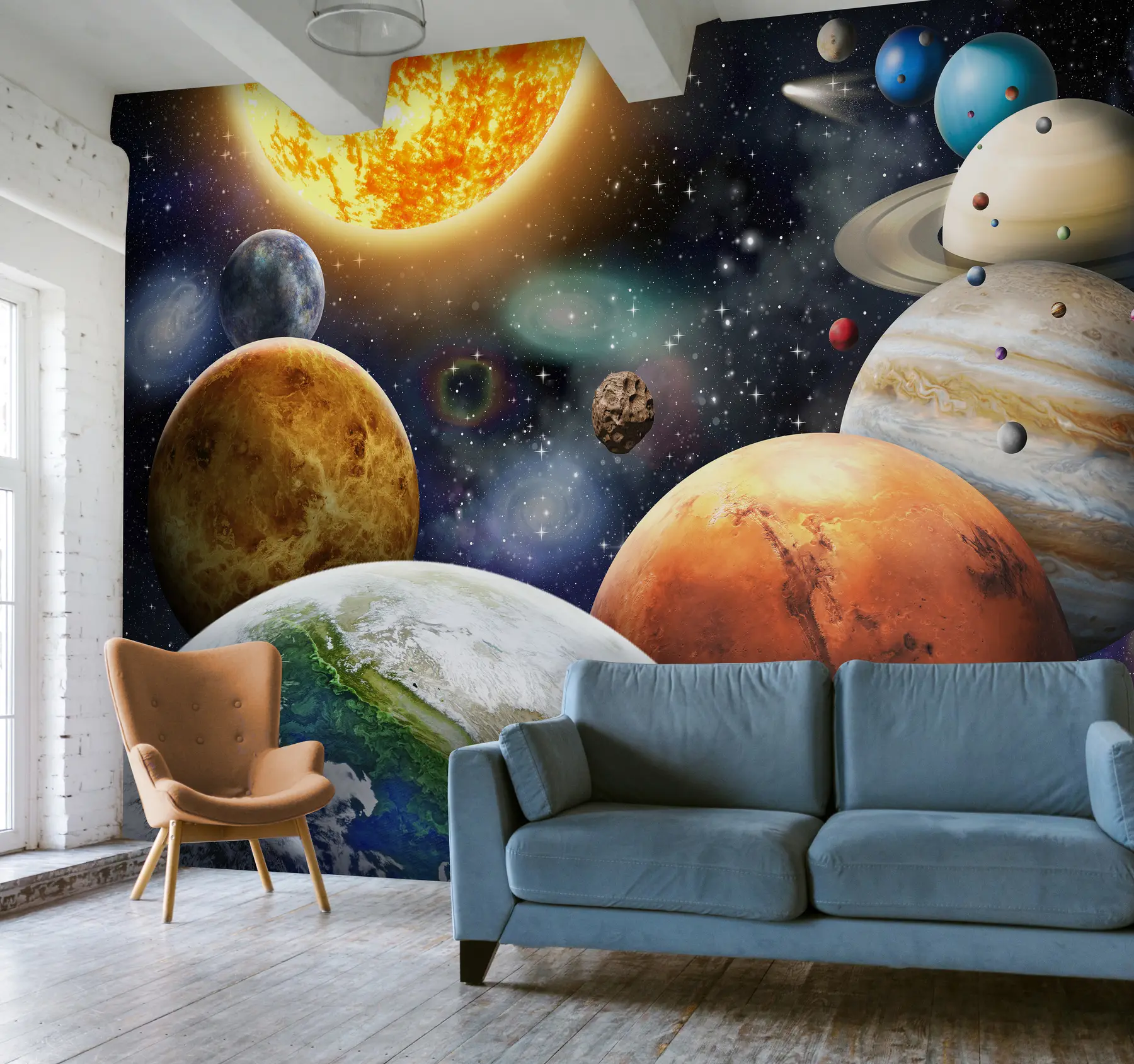 Fototapete Bunte Planeten des Sonnensystems u97422