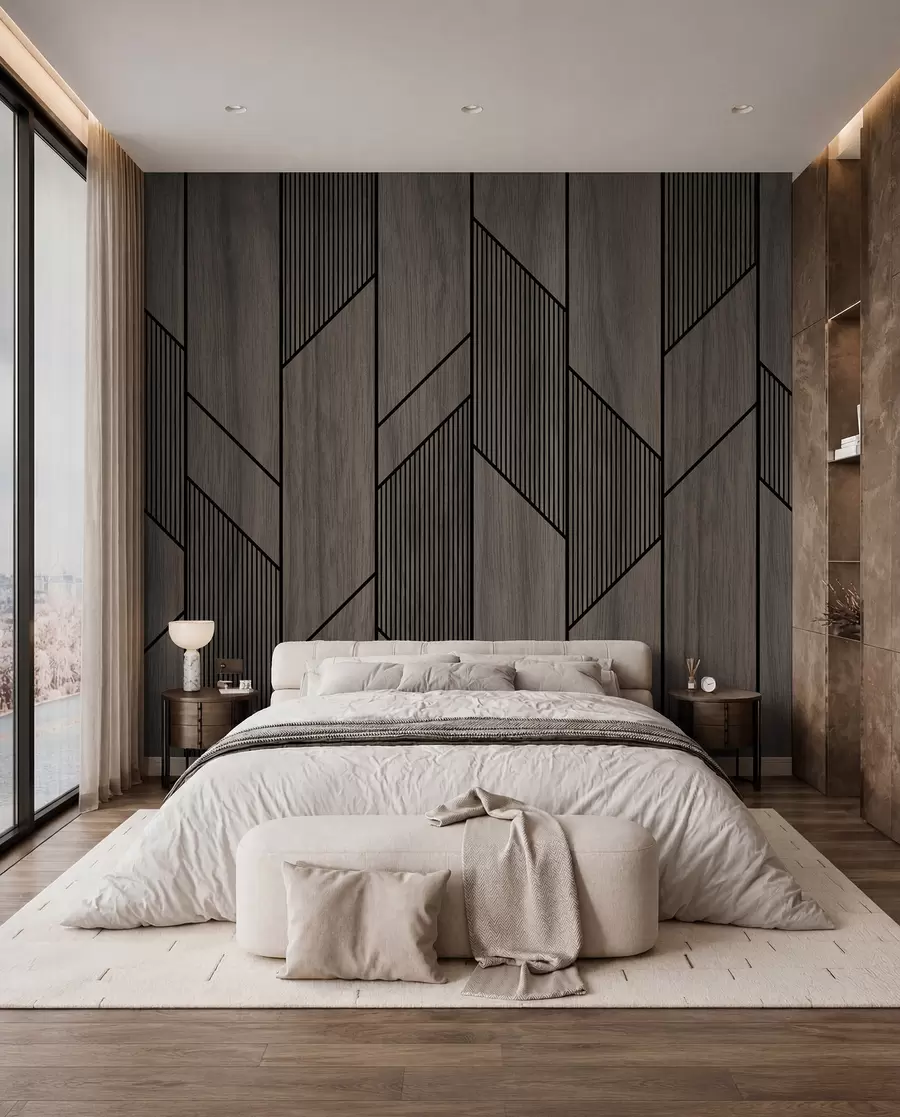 Fototapete Dunkle Holzgeometrie u97427