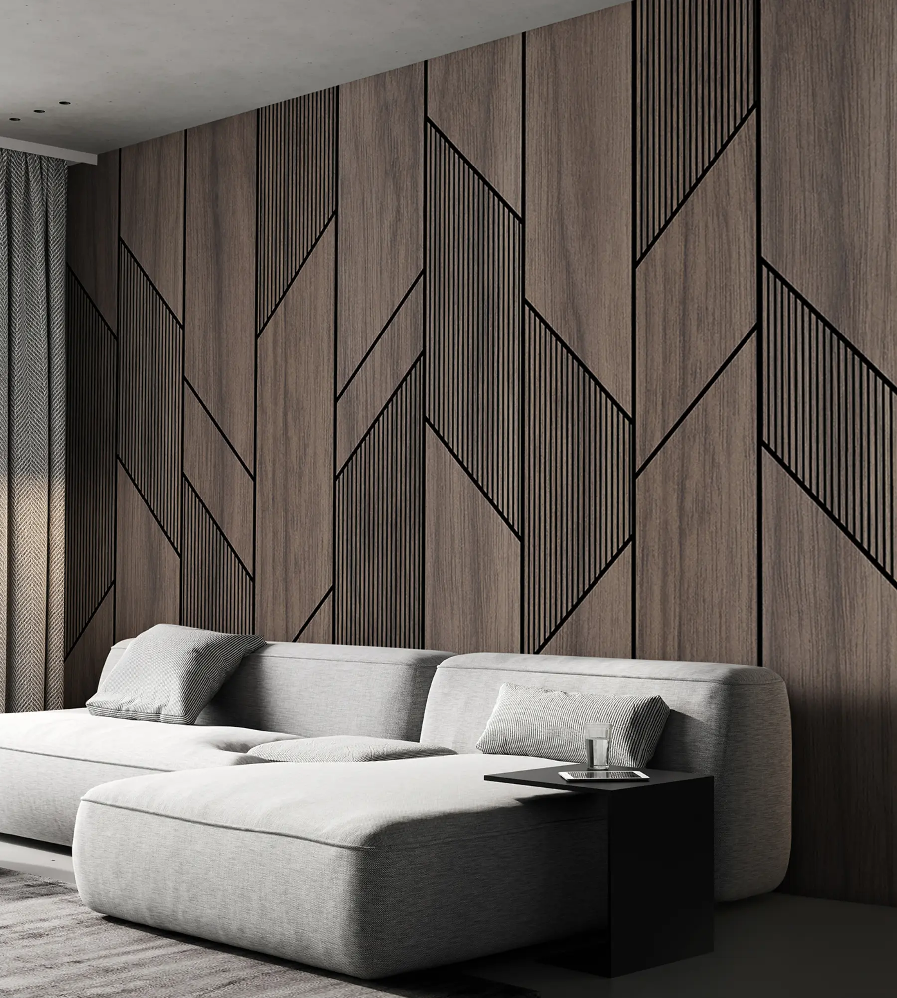 Fototapete Geometrische Paneele mit Holzstruktur u97427