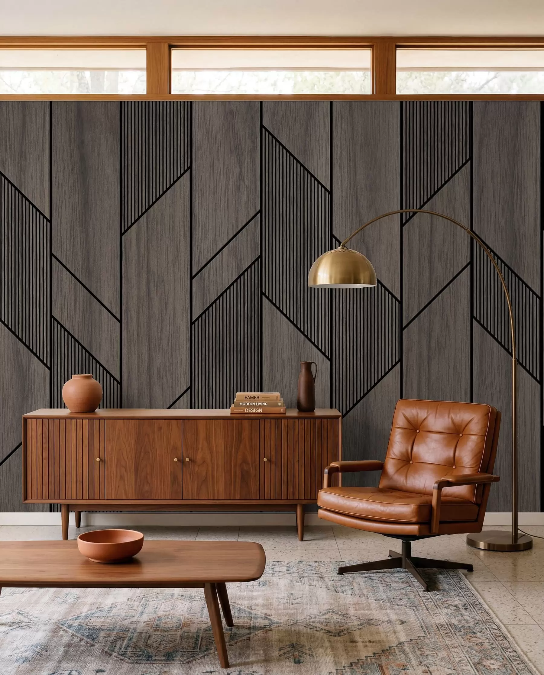 Fototapete Geometrische Paneele mit Holzstruktur u97427