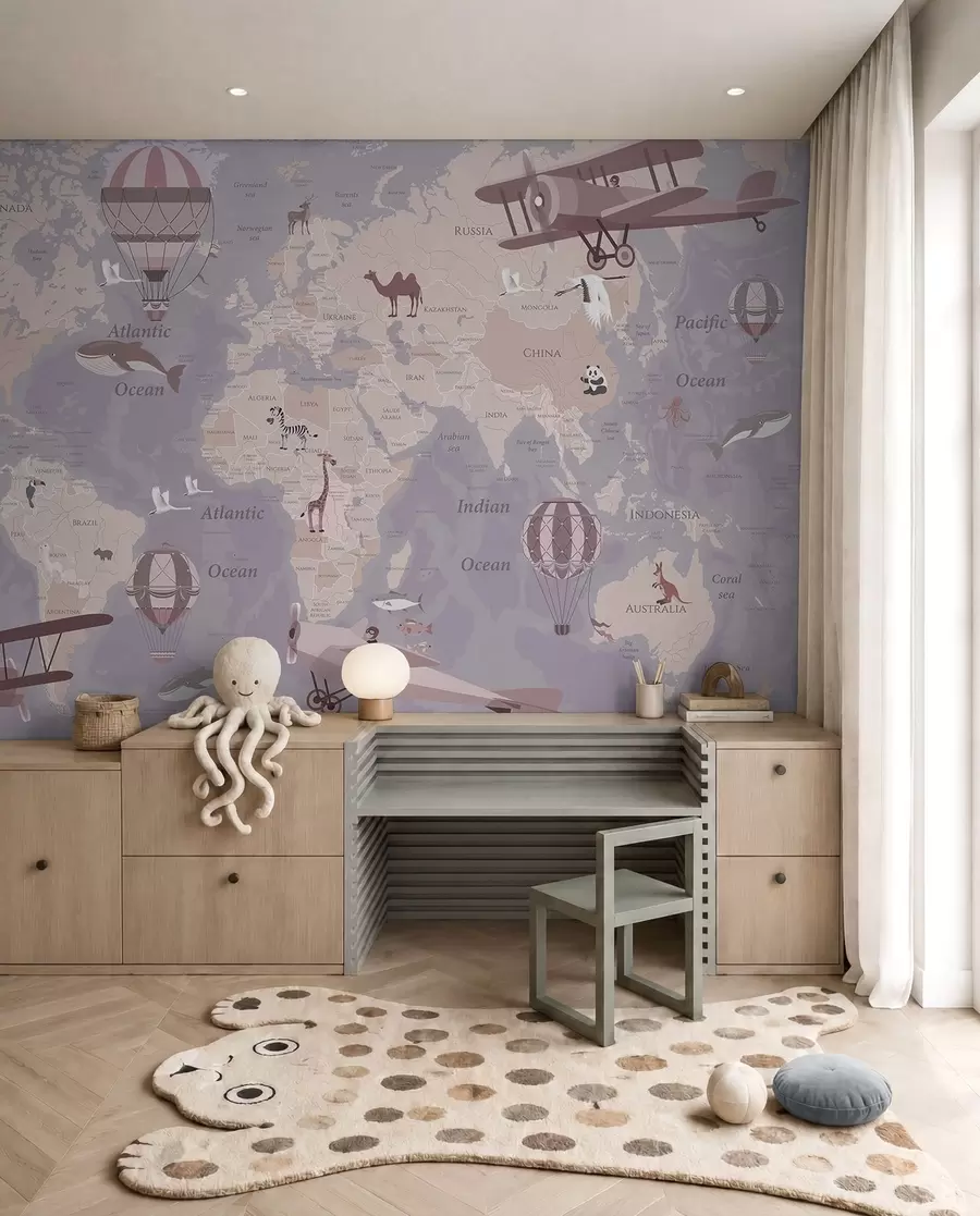 Fototapete Flugatlas Englisch in Mauve u36066v3