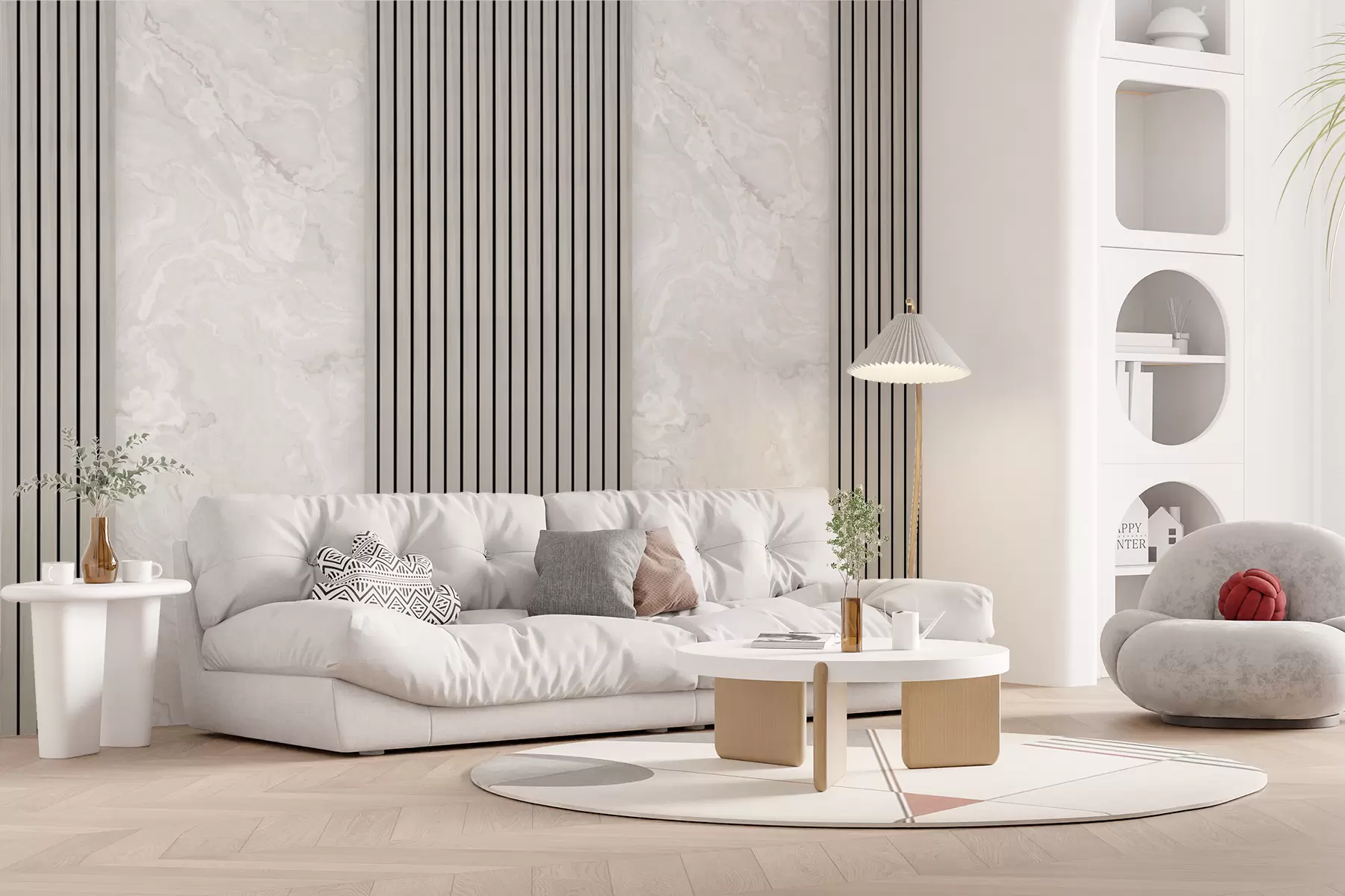 Fototapete Holzlatten mit Marmor u97465