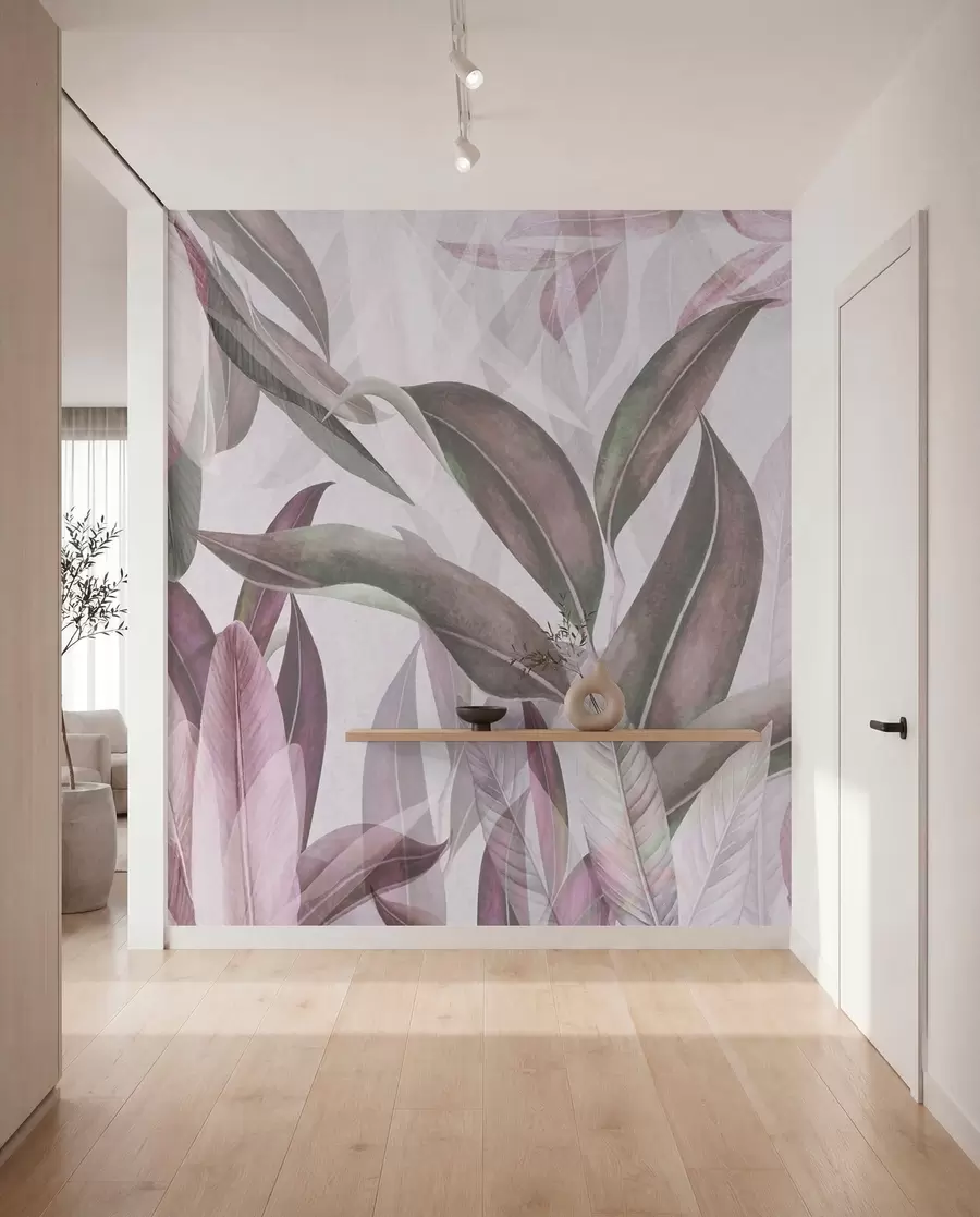 Fototapete Grüne und rosa Palmenblätter in lila Farben u94302v3