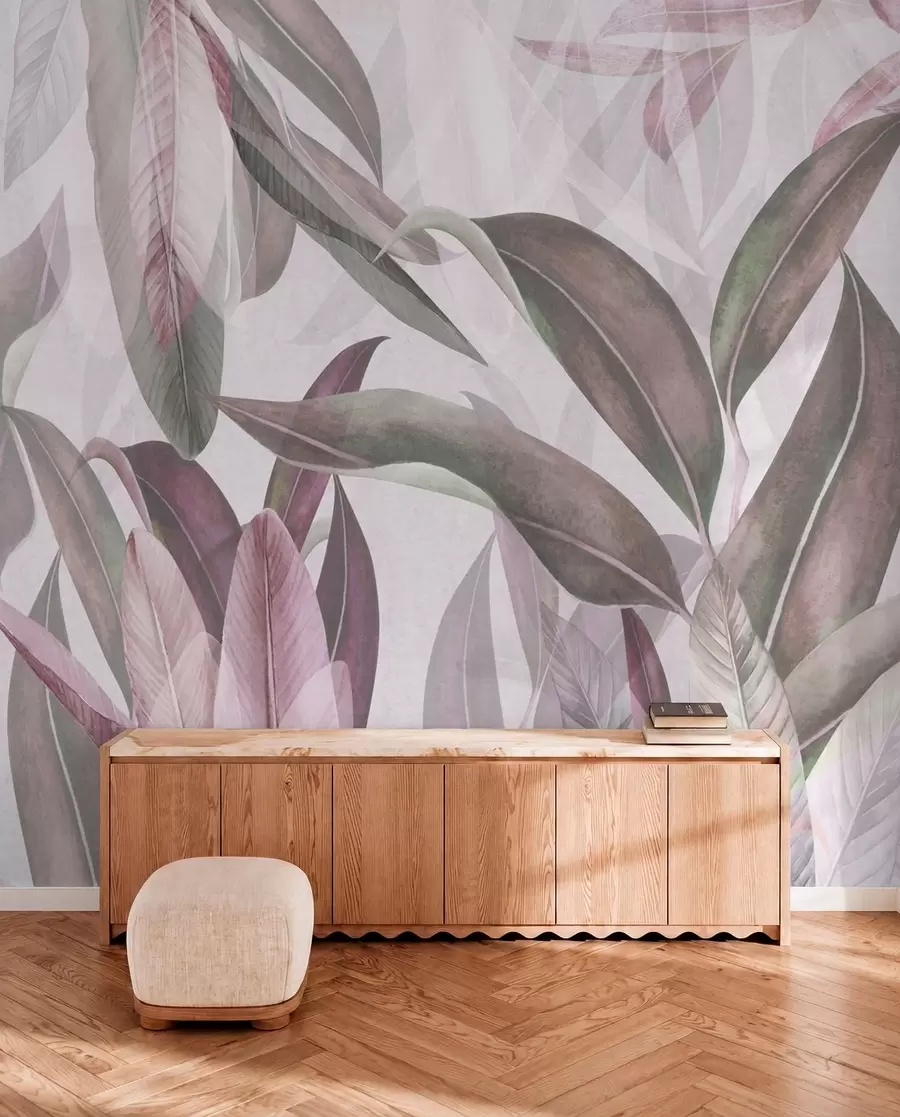 Fototapete Grüne und rosa Palmenblätter in lila Farben u94302v3