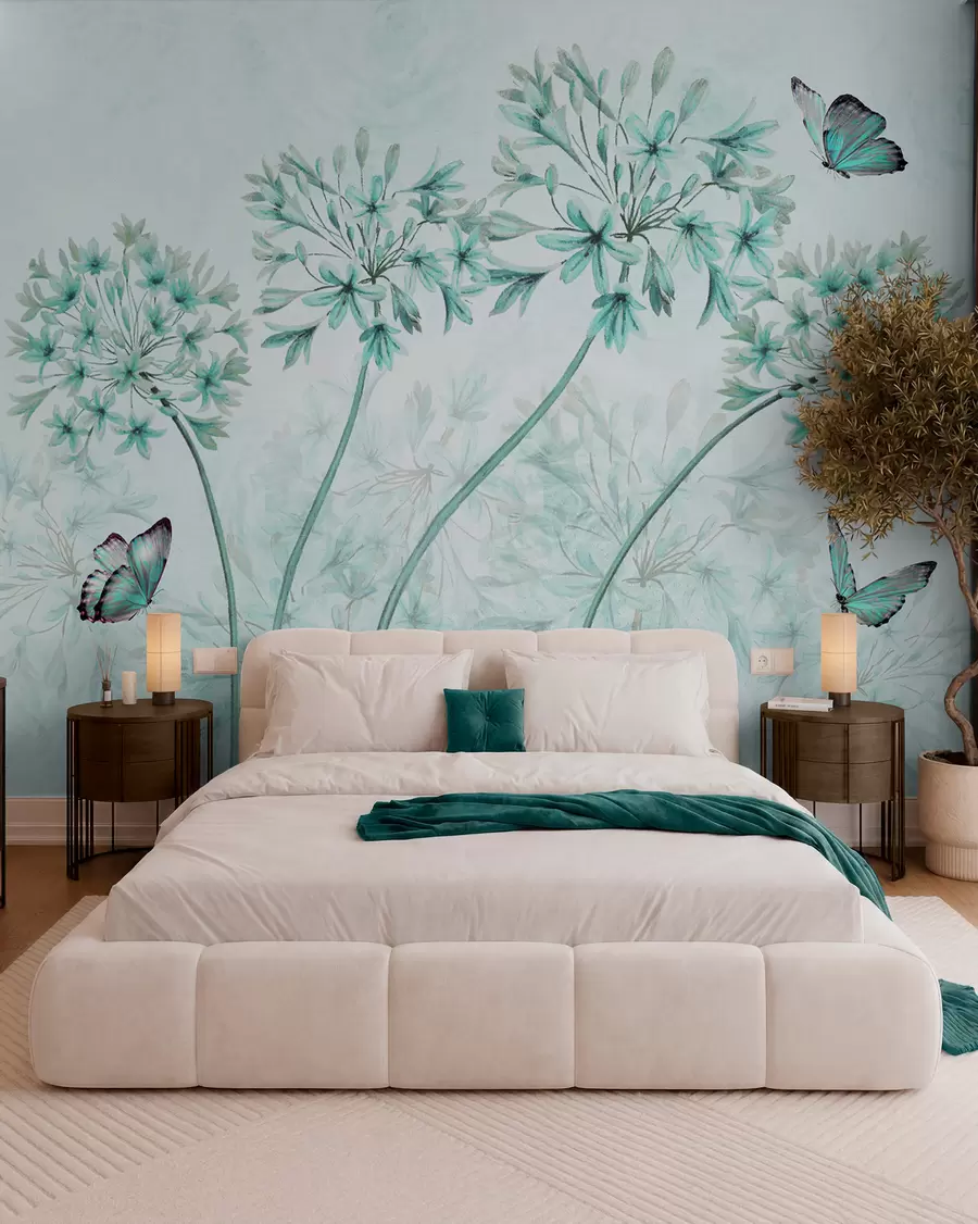 Fototapete Pflanze, Blume und Blau in blauen Farben u35495v2